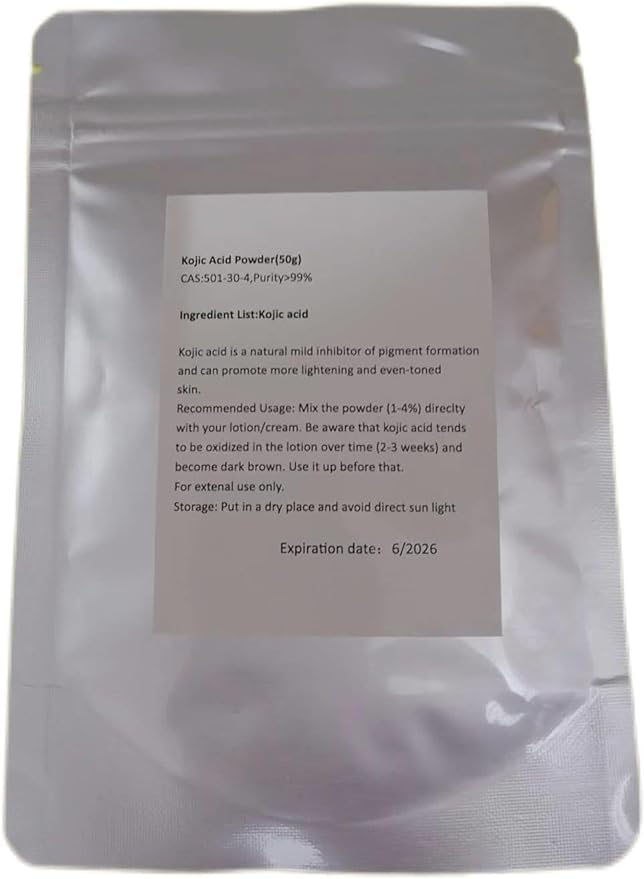 Pure Kojic Acid Powder 50g for DIY Cosmetics & Skin Brightening | Fast Shipping USA | Perfect for Soap Making, Face Masks & Dark Spot Treatment
