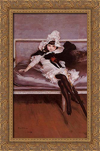 Giovanni Boldini Portrait Of Giovinetta Errazuriz - 16x24 Gold Ornate Wood Framed Canvas Art - Elegant Wall Decor for Living Room, Bedroom & Office