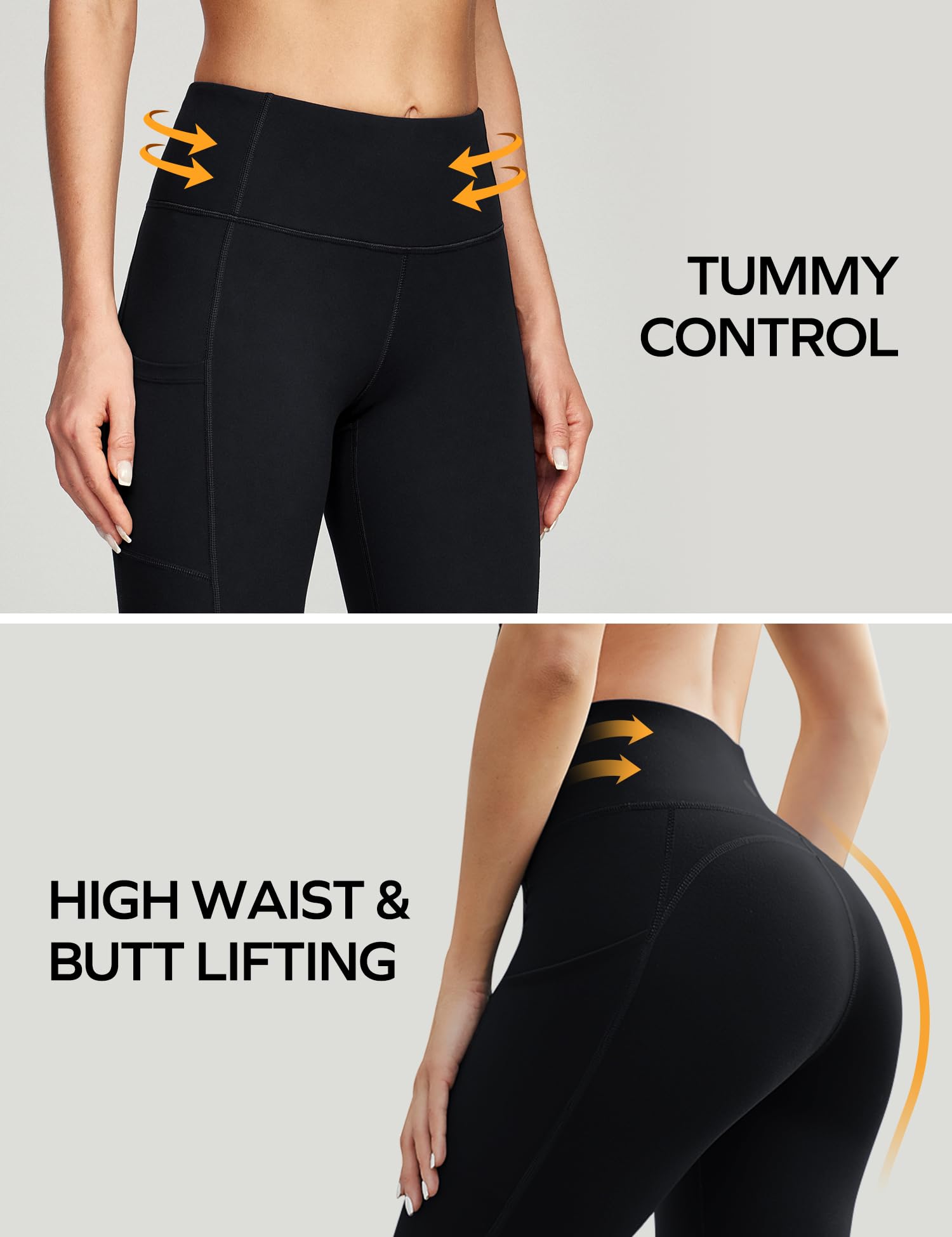 Ewedoos High Waist Yoga Pants with Pockets - Women's Tummy Control Workout Leggings - Compression Fitness Leggings for Running, Gym & Lounge