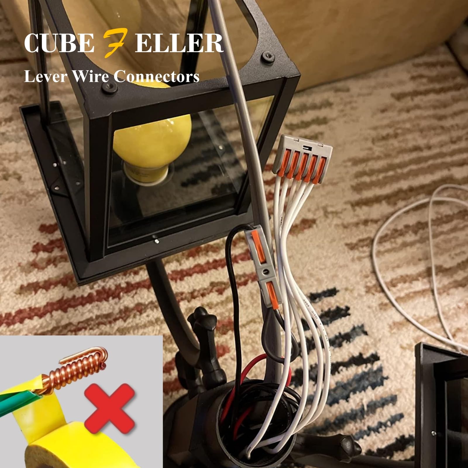 CUBEFELLER® 14pcs Lever Wire Connectors - Quick Connect Splicing for 24-12 AWG Solid & Stranded Wires | Compact Electrical Connectors for Home Wiring, DIY Projects & Electrical Repairs