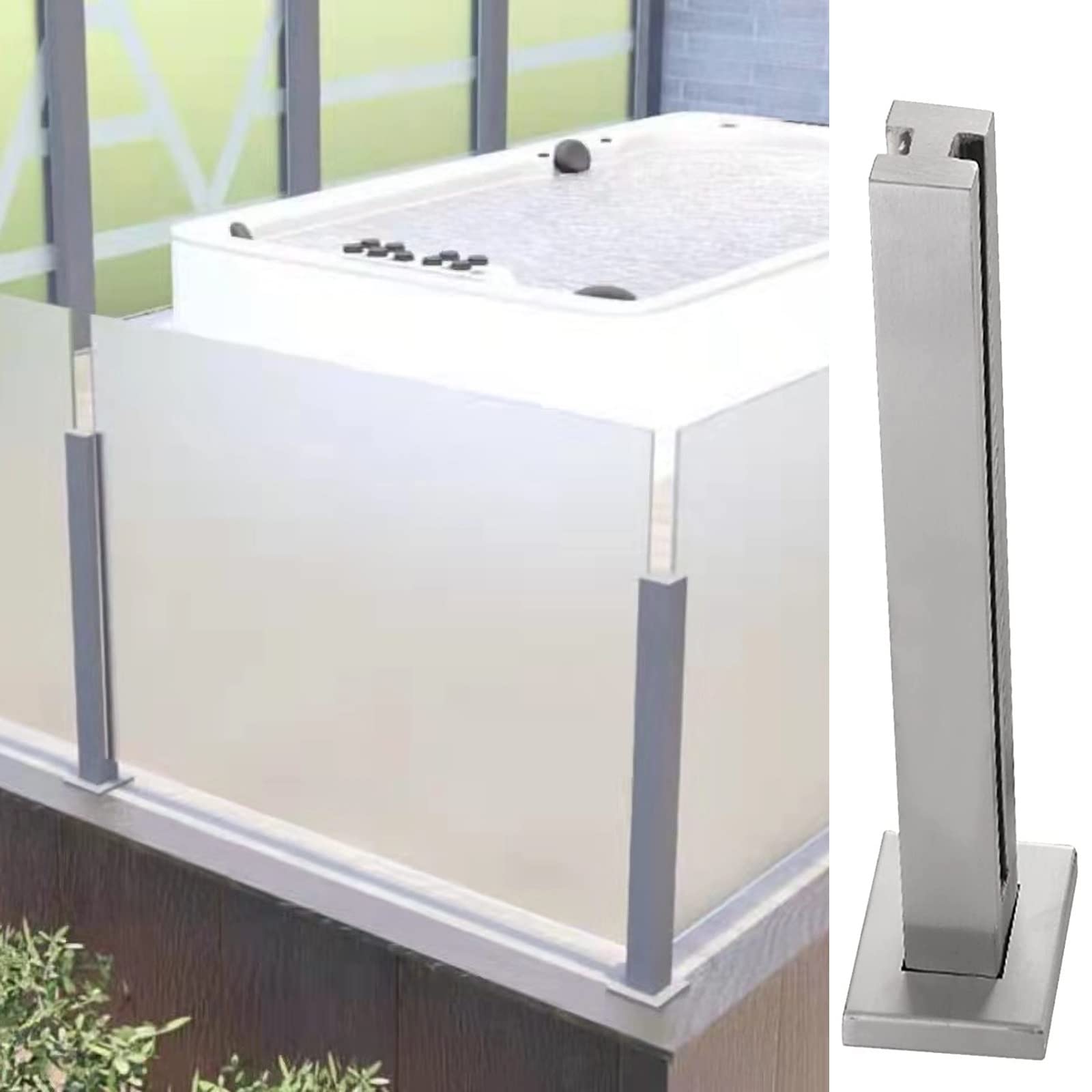 Stair Landing Railing System with Hardware - Internal & External Balcony Deck Guardrail for 8-12mm Glass/Plastic Panels | Clear View Safety Railing Column with Glass Deckorators Holder | Perfect for Home Decks, Balconies, and Staircase Safety