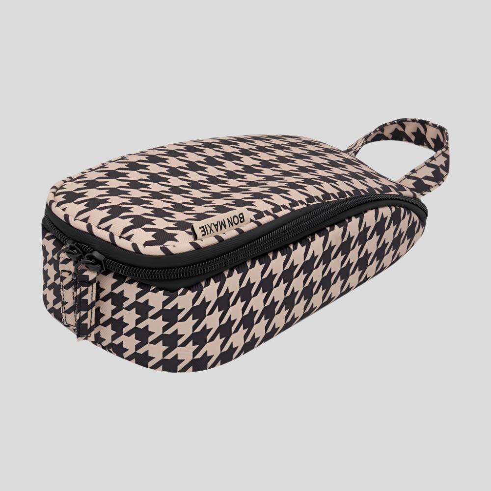 Slim Waterproof Travel Toiletry Bag for Women & Men - Houndstooth Pattern Cosmetic Organizer - Perfect for Airplane Carry-on, Gym, Camping & Weekend Getaways