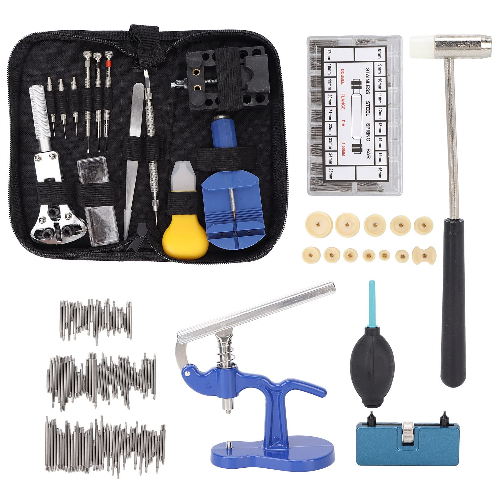 514Pcs Complete Watch Repair Kit with Case Opener, Battery Replacement Tools & Spring Tool - Professional Watch Band Link Pin Tool Set in Carrying Case | Perfect for Watchmakers, DIY Enthusiasts & Jewelry Repair