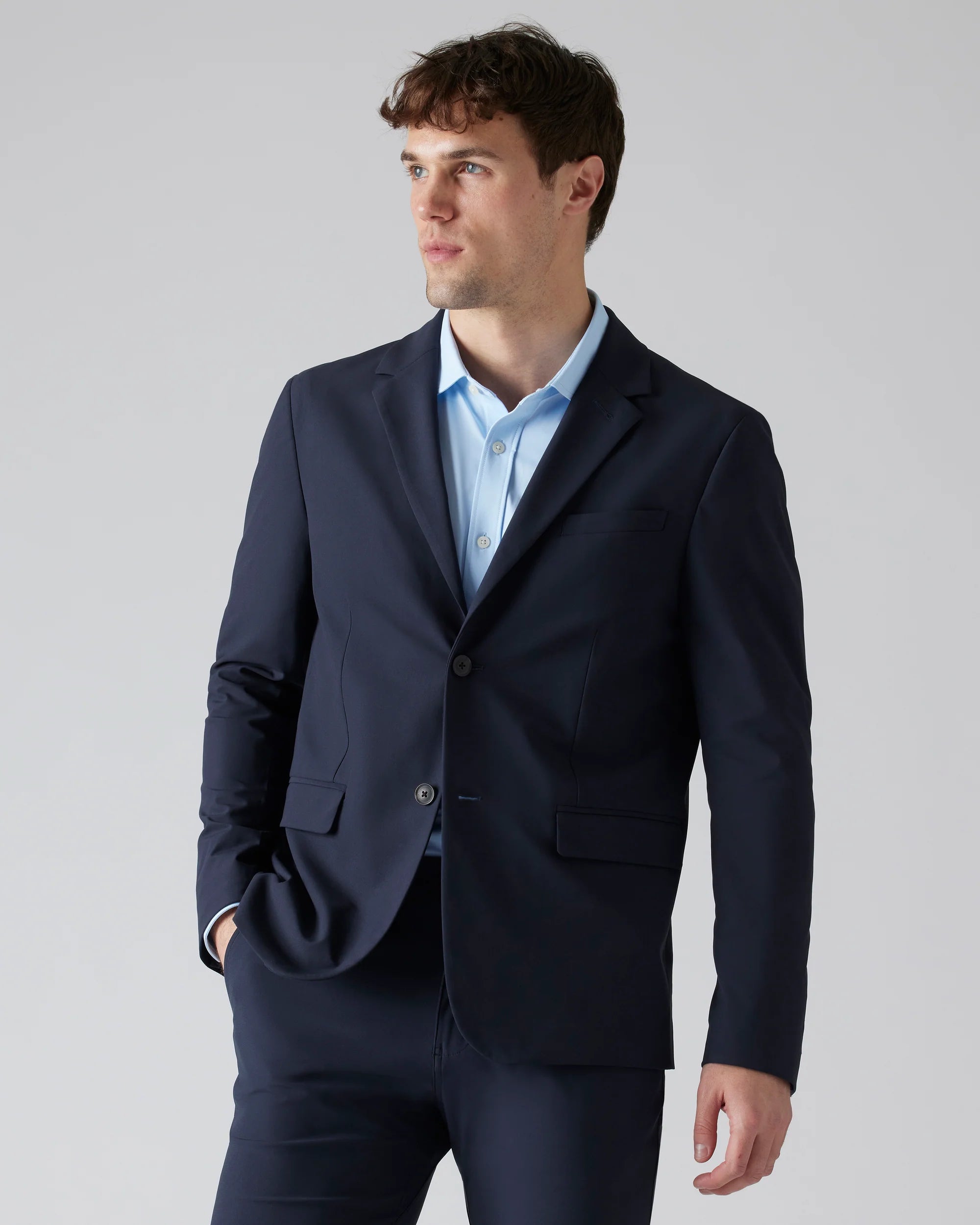 Rhone Men's Commuter Classic Fit Blazer - True Navy | Premium Stretch Travel Blazer for Business & Casual Wear | Office, Commuting & Business Trips