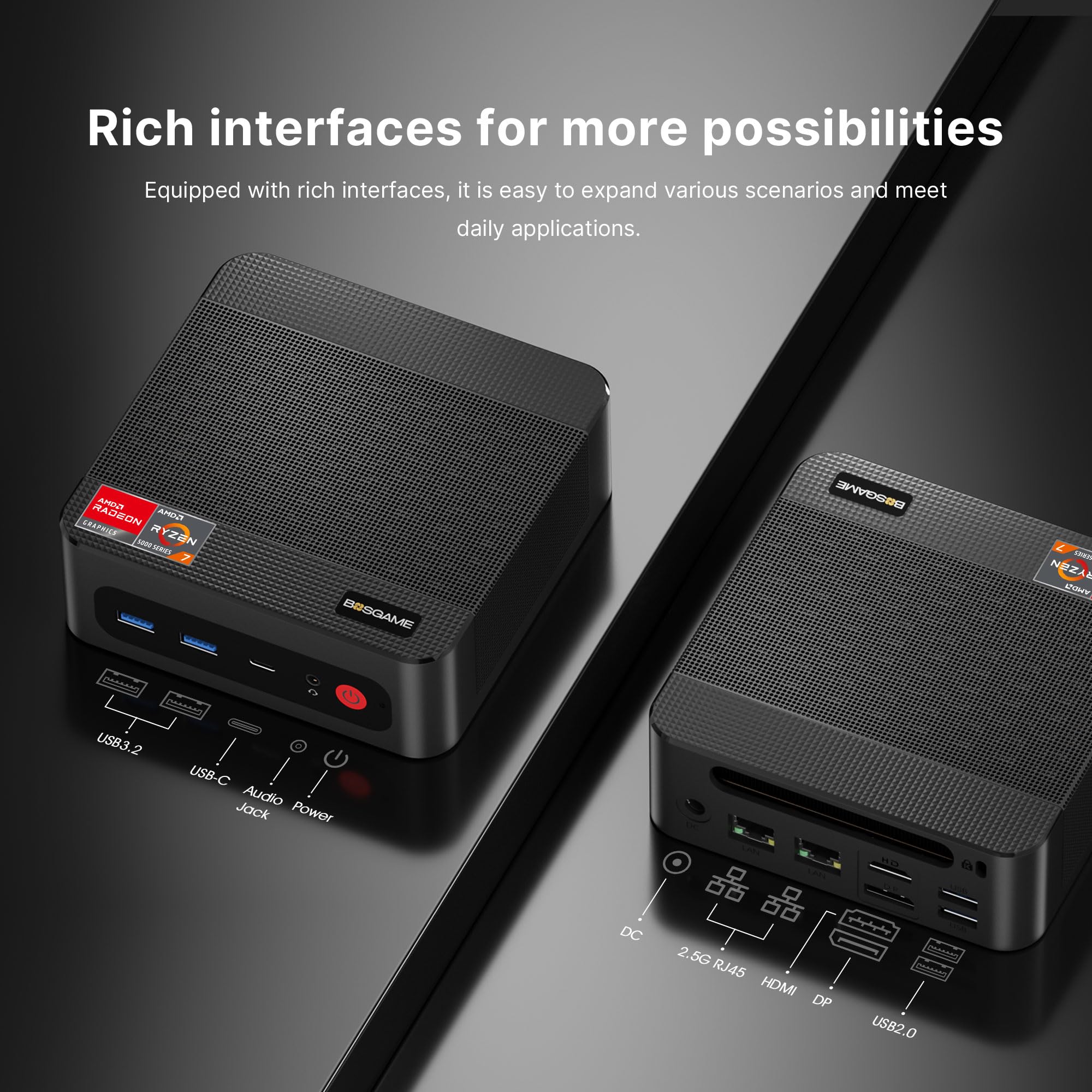 Mini Gaming PC AMD Ryzen 7 5825U | 32GB DDR4 RAM 1TB SSD Micro Desktop | Dual LAN 2.5GbE, 4K Triple Display, WiFi6E, BT5.2 | Powerful Compact Computer for Home Office, Gaming & Streaming