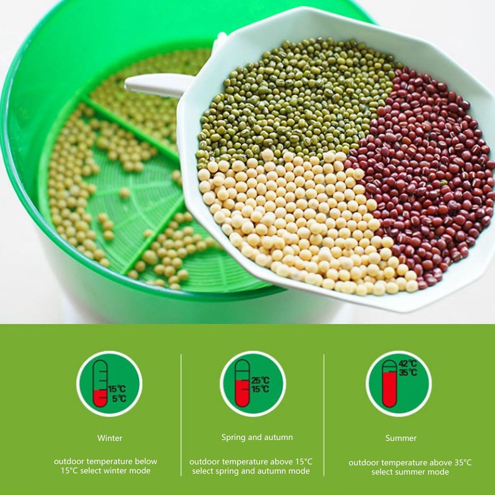 HEEPDD Soybean Sprout Maker Machine, 2-Layer Pressure Plate Design, 8W Germination Machine, Large Capacity for Pickled Vegetables (EU Plug 220V) - Perfect for Home Kitchens, Restaurants, and Healthy Eating Lifestyles