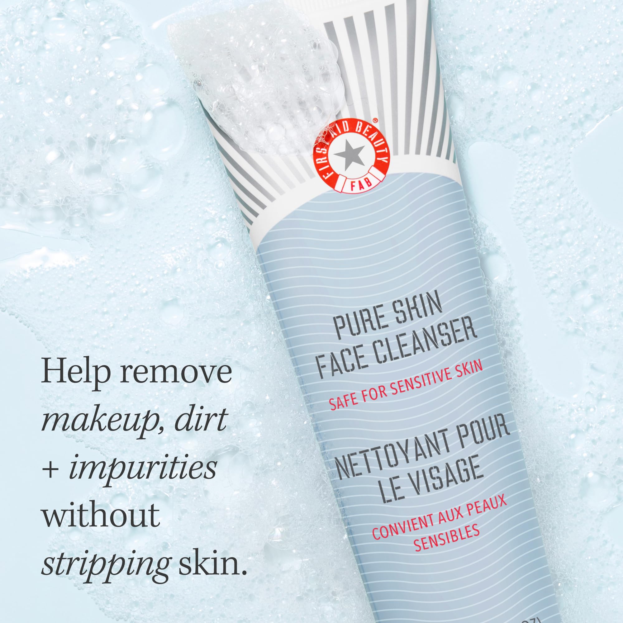 First Aid Beauty Pure Skin Face Cleanser - Gentle Fragrance-Free Makeup Remover for Sensitive Skin, 5 oz + Travel Size (2-Pack) | Deep Cleansing for Daily Skincare Routine & Travel Essentials