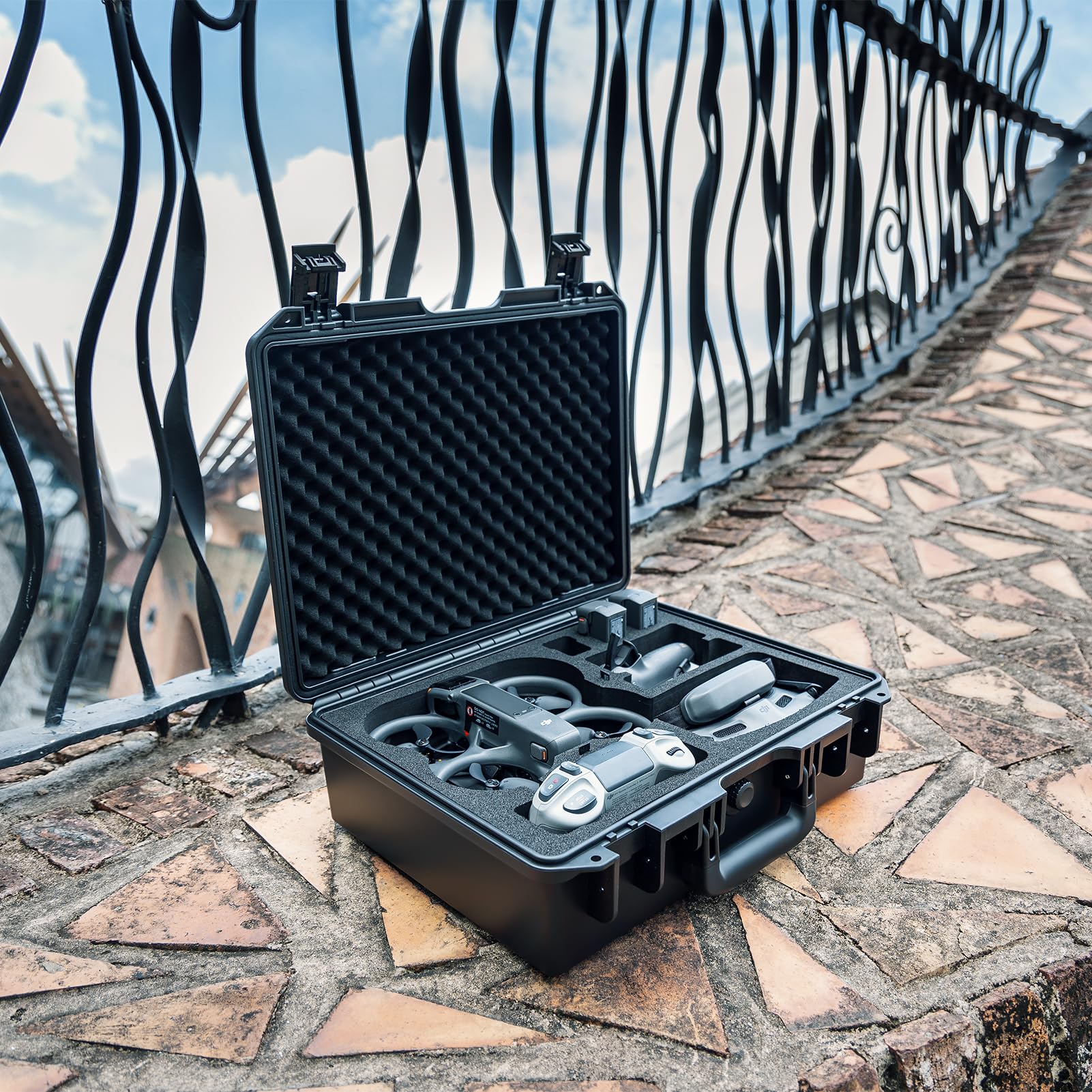 DJI Avata 2 Waterproof Hard Case - Compatible with Goggles 3, RC Motion 3 & FPV Remote Controller 3 | Shockproof Travel Storage Case for Drone Accessories | Holds Up to 7 Batteries [Case Only] - Perfect for Outdoor Adventures & Professional Drone Photography