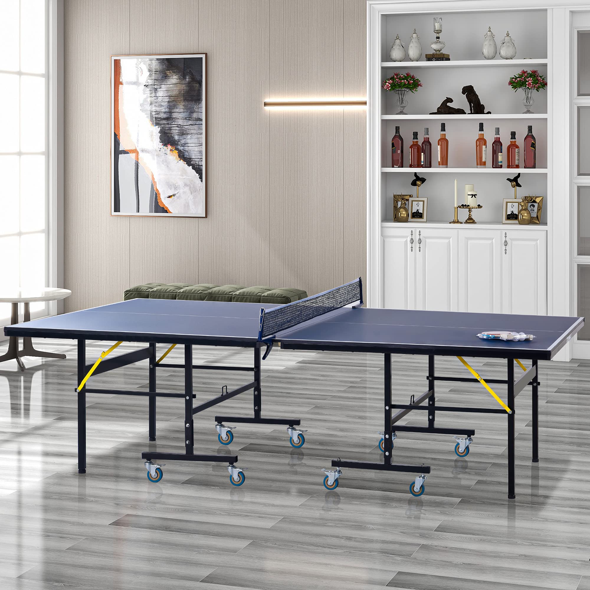 Competition-Ready Indoor & Outdoor Table Tennis Table with Lockable Wheels | Foldable & Portable Design for Home, Gym, and Office Use