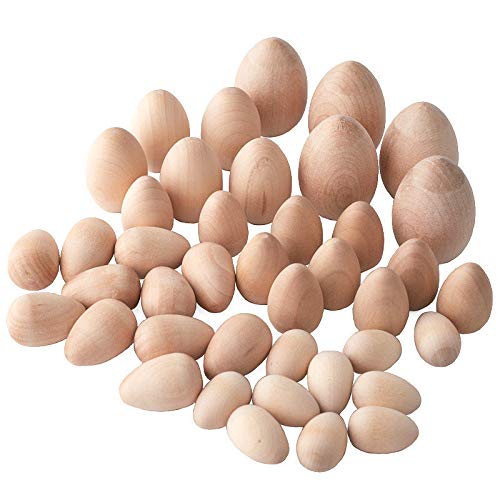 41 Unfinished Wood Eggs for DIY Holiday Crafts - Bulk Pack for Easter Decorations, Christmas Ornaments & Home Display - Factory Direct Wholesale