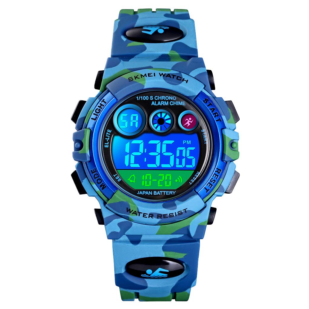 Cofuo Kids Digital Sports Watch for Boys & Girls - Waterproof Multi-Function LED Luminous Alarm Stopwatch Wristwatch with 7 Color Options | Perfect for Outdoor Activities, School, Sports & Daily Use