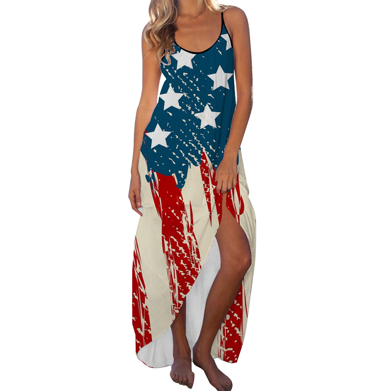 2022 Women's Summer Casual Beach Dress - Sleeveless Suspenders Printed Sundress for Vacation, Party & Outdoor Activities | OOPC145PDE