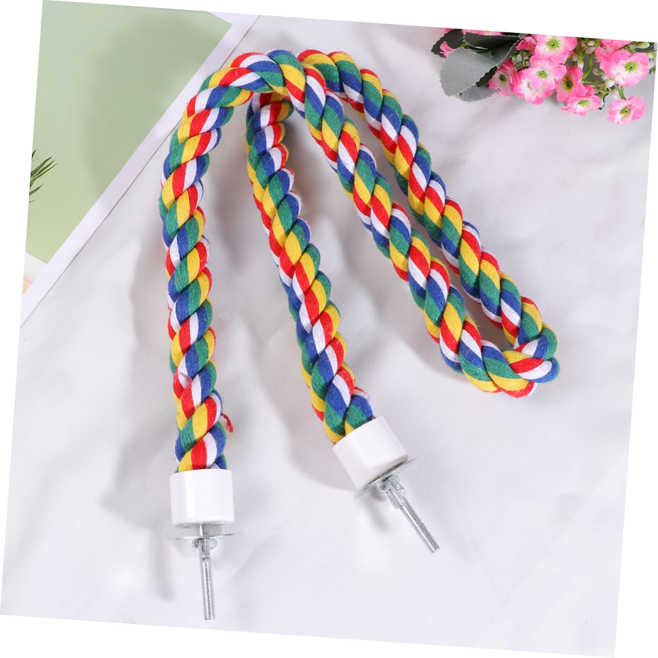 iplusmile 31.4inch Spiral Bird Rope Perch - Natural Cotton Parrot Swing Toy for Cockatiels, Budgies & Small Birds | Cage Accessories for Climbing, Playing & Exercising (80CM/31.4inch) - Perfect for Bird Cage Enrichment & Mental Stimulation