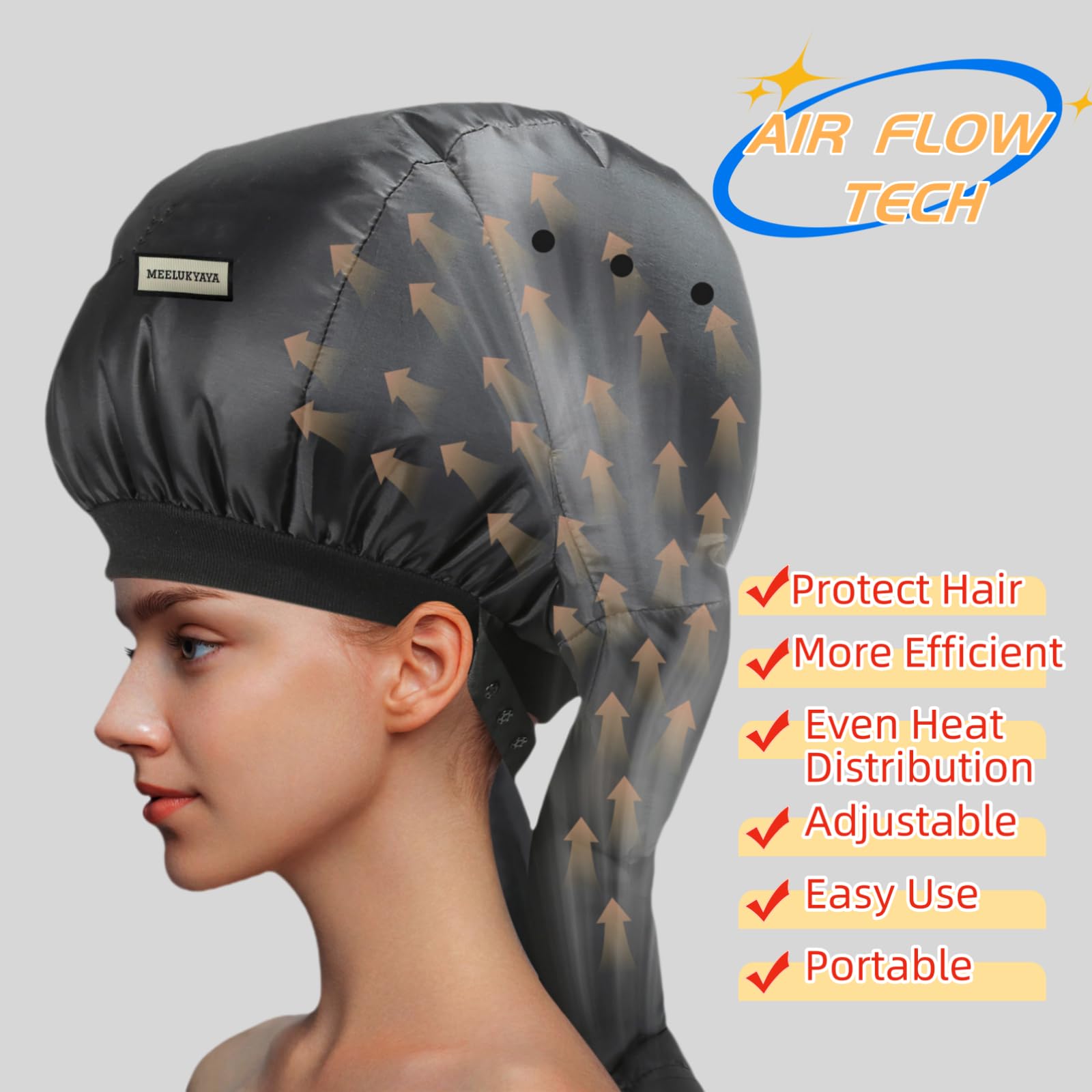 **Upgraded Bonnet Hair Dryer for Curly Hair - Double Tube Even Heat Distribution, Portable Diffuser Cap for Women, Deep Conditioning at Home | Perfect for Salon-Quality Styling & Natural Hair Care**