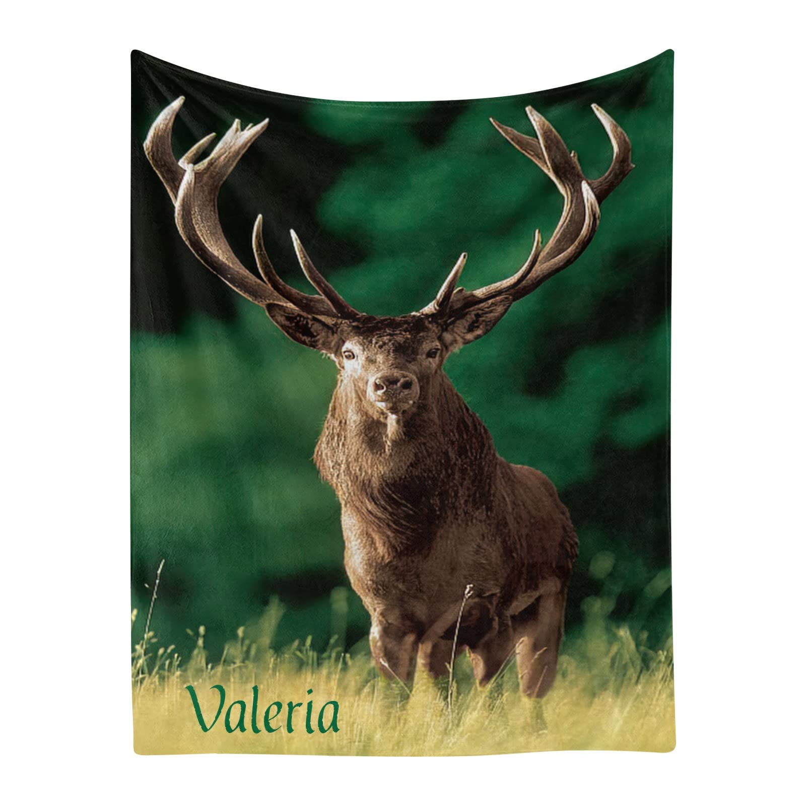 Personalized Elk Deer Grassland Baby Blanket with Custom Name - 30