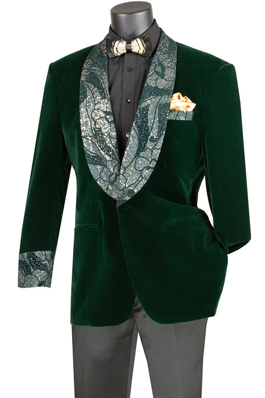 Emerald Green Velvet Jacket for Women - Classic Regular Fit with Shawl Lapel & Cuff Details | Elegant Evening Wear for Parties, Weddings & Special Occasions
