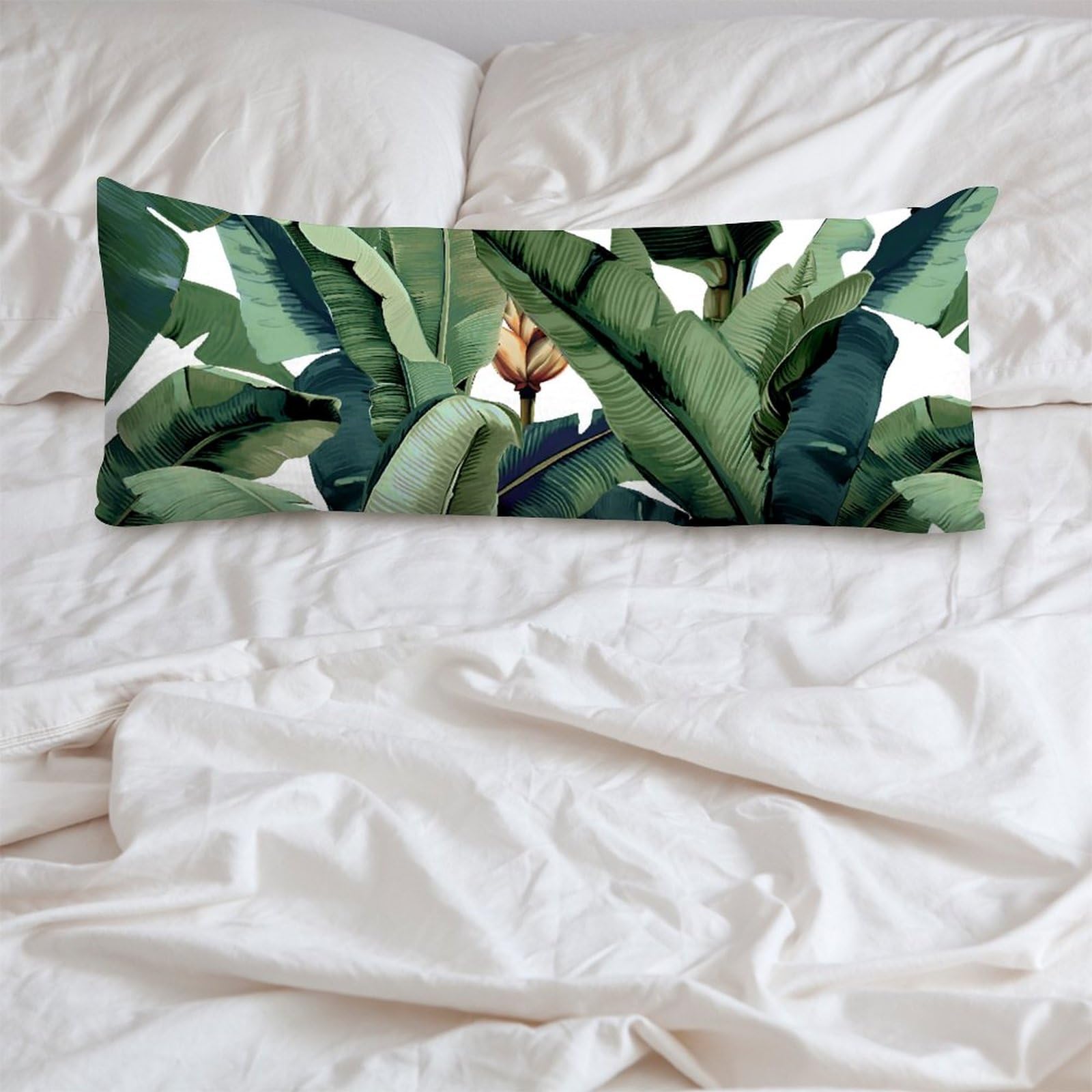 Banana Leaves Palm Body Pillow Cover 20x54 Inches - Soft Hypoallergenic Pillowcase with Hidden Zipper for Hair & Skin Protection - Perfect for Bedroom, Sofa, Travel & Anime Enthusiasts