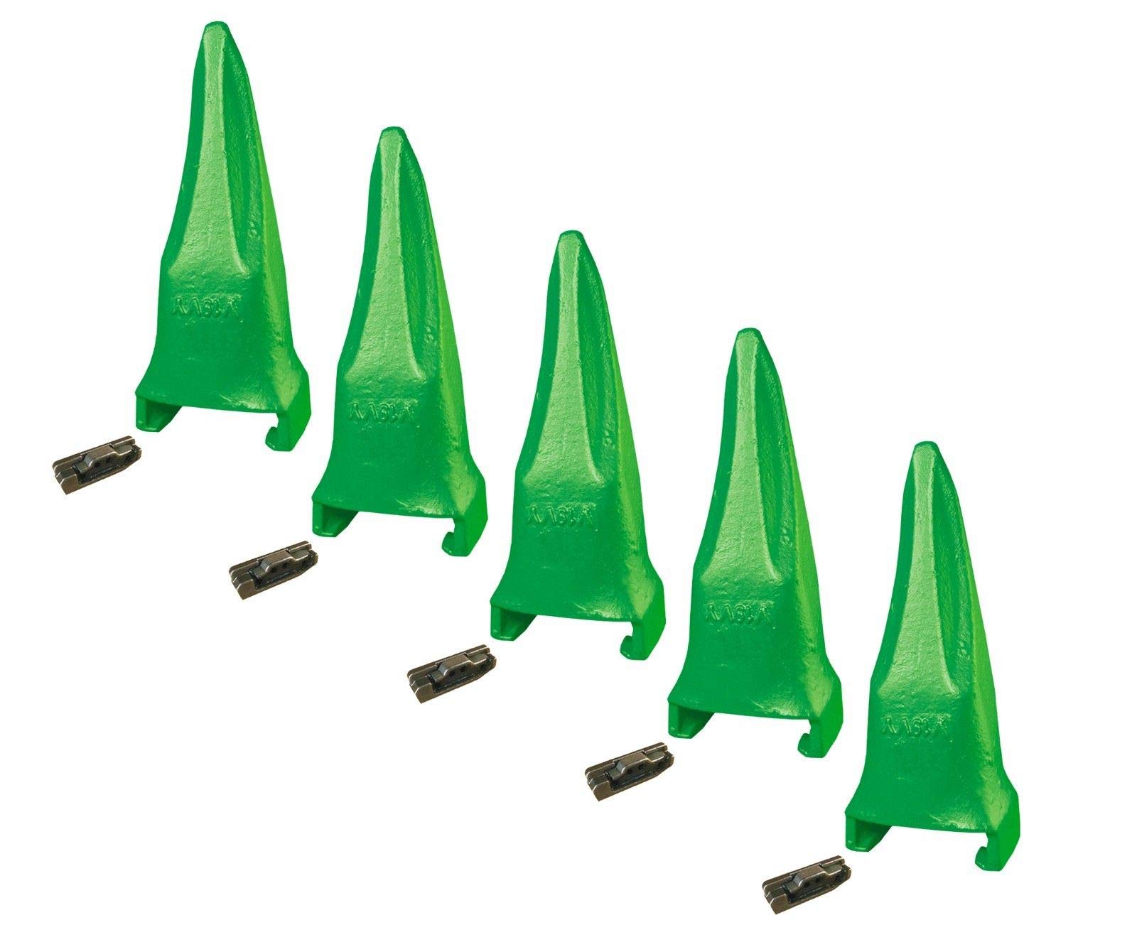5-Pack Esco Style Super V Excavator Bucket Teeth & Pins - V19VY & V23PN - Heavy Duty Replacement Parts for Rock Excavation & Mining Operations