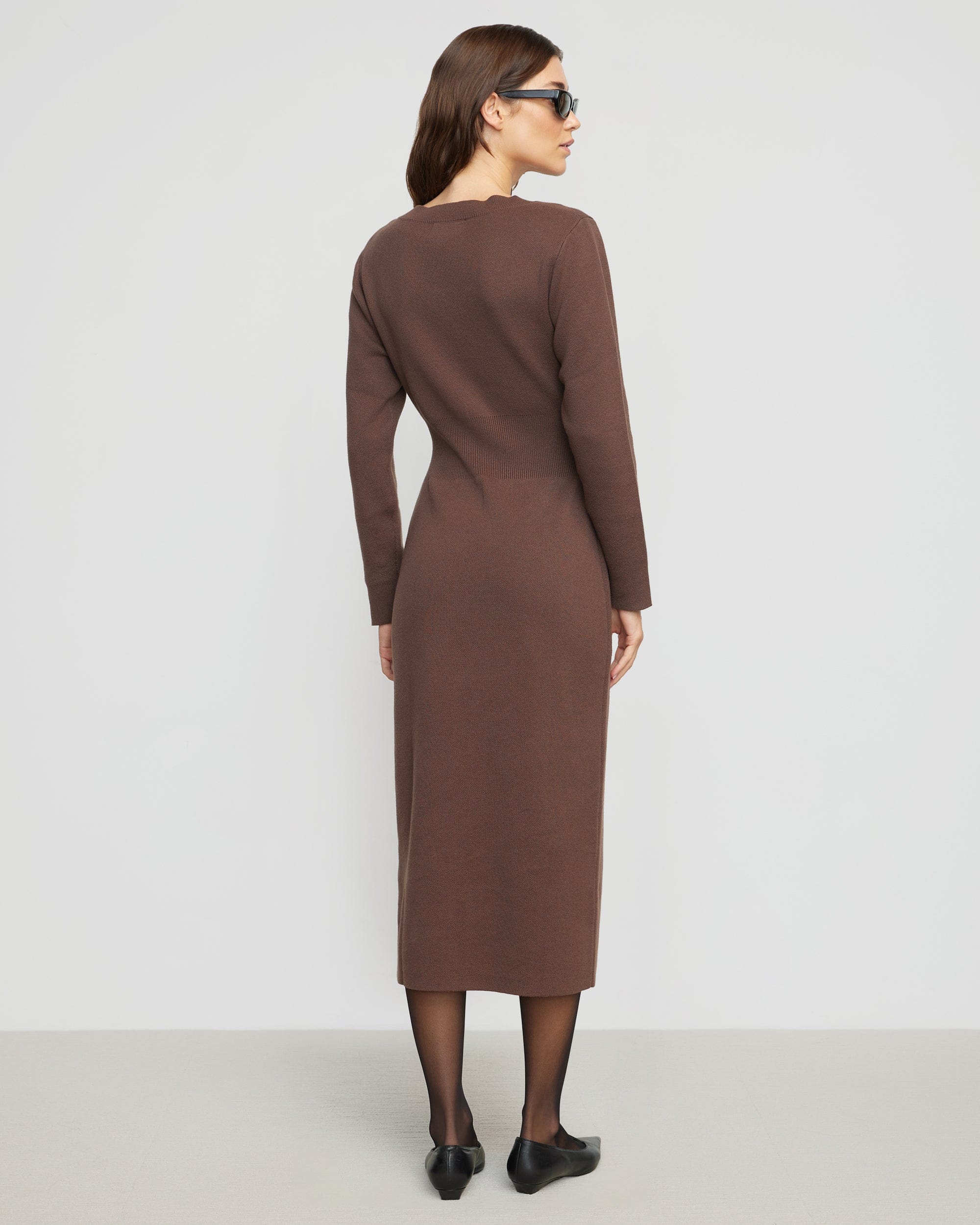 Bora Off Shoulder V Neck Sweater Dress for Women - Soft Knit Long Sleeve Bodycon Dress - Perfect for Date Night, Office Wear & Fall Fashion