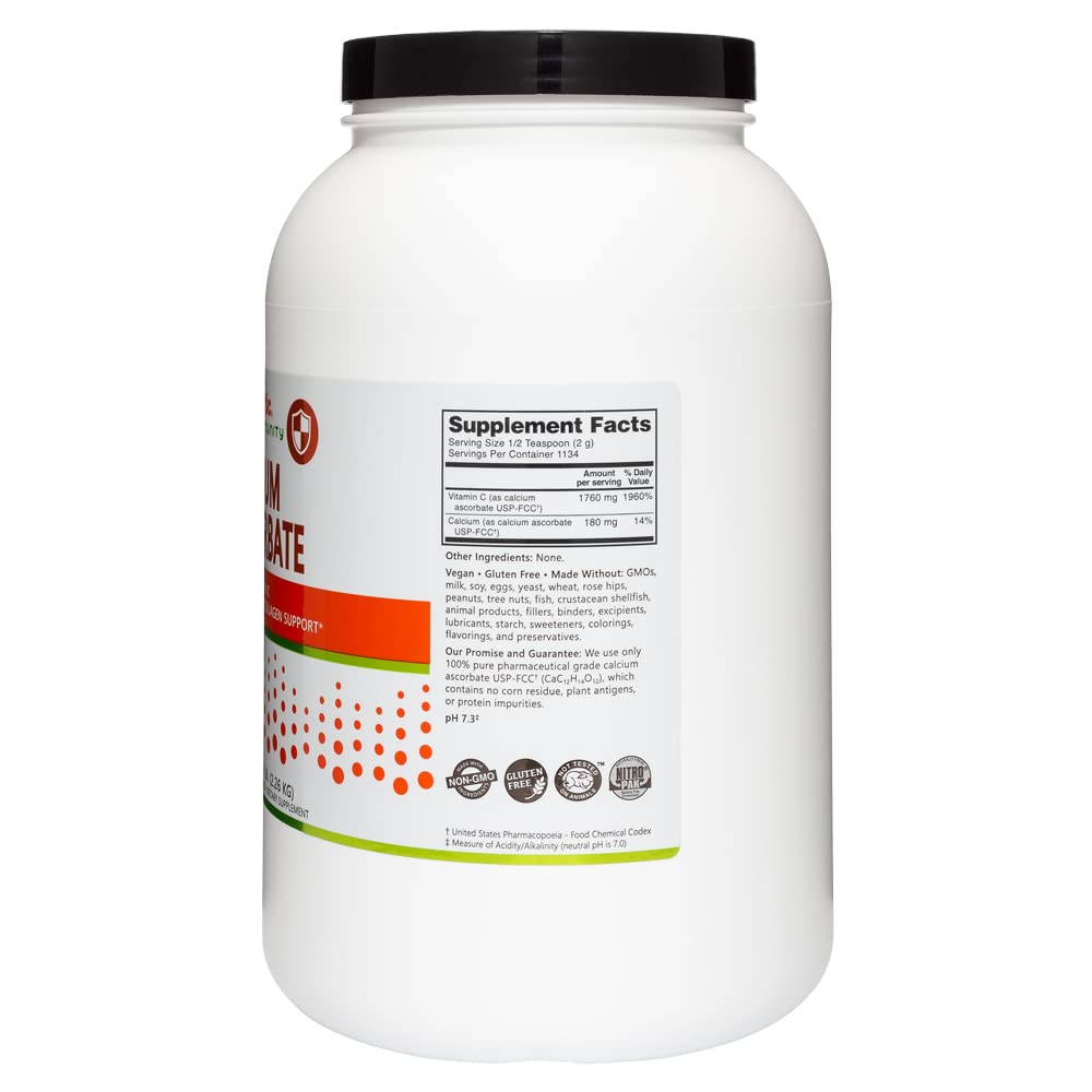 NutriBiotic Calcium Ascorbate Vitamin C Powder - 5 Lb Buffered Non-Acidic Supplement | Antioxidant & Collagen Booster | Gentle on Digestion | Gluten Free & Non-GMO | Immune Support & Skin Health for Daily Wellness