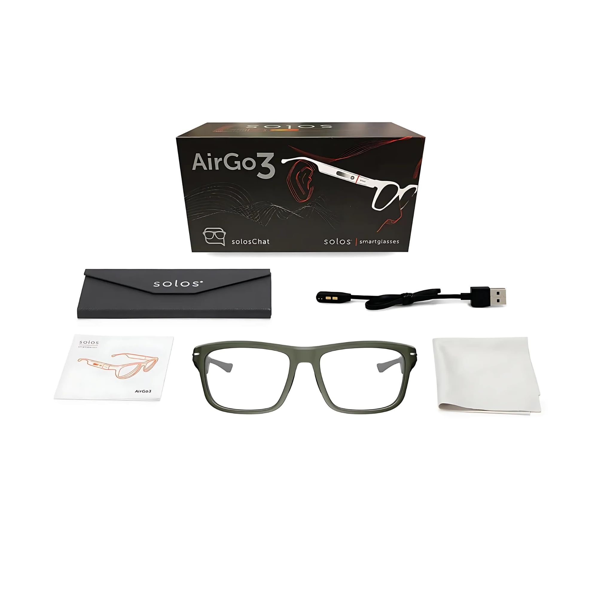 SOLOS Smart Glasses AirGo™ 3 Argon X - Metallic Gray Bluetooth Sunglasses with ChatGPT, Stereo Speakers & Blue Light Blocking | USB-C Charging | iOS/Android Compatible | Perfect for Workouts, Driving & Digital Detox