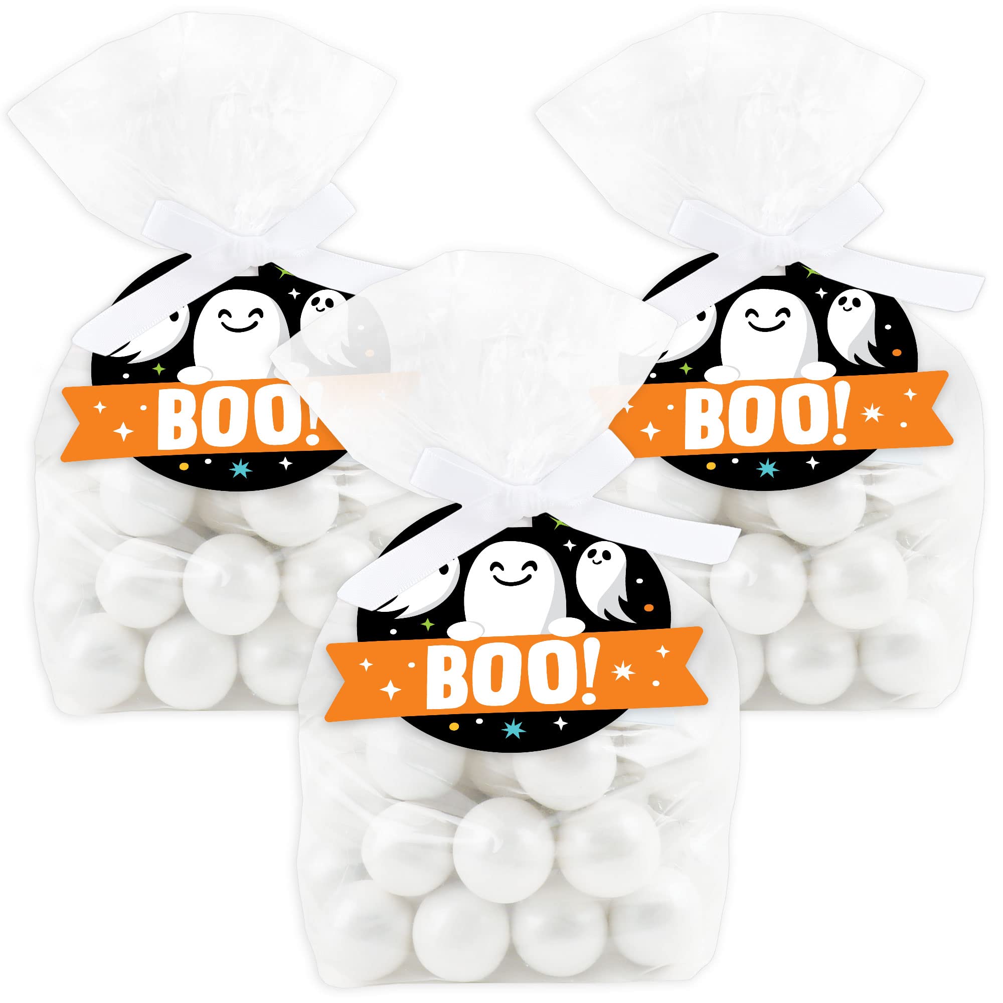 You've Been Booed Ghost Halloween Party Favor Bags - Set of 12 Clear Treat Bags with Gift Tags - Perfect for Trick or Treat, Classroom Parties & Spooky Celebrations