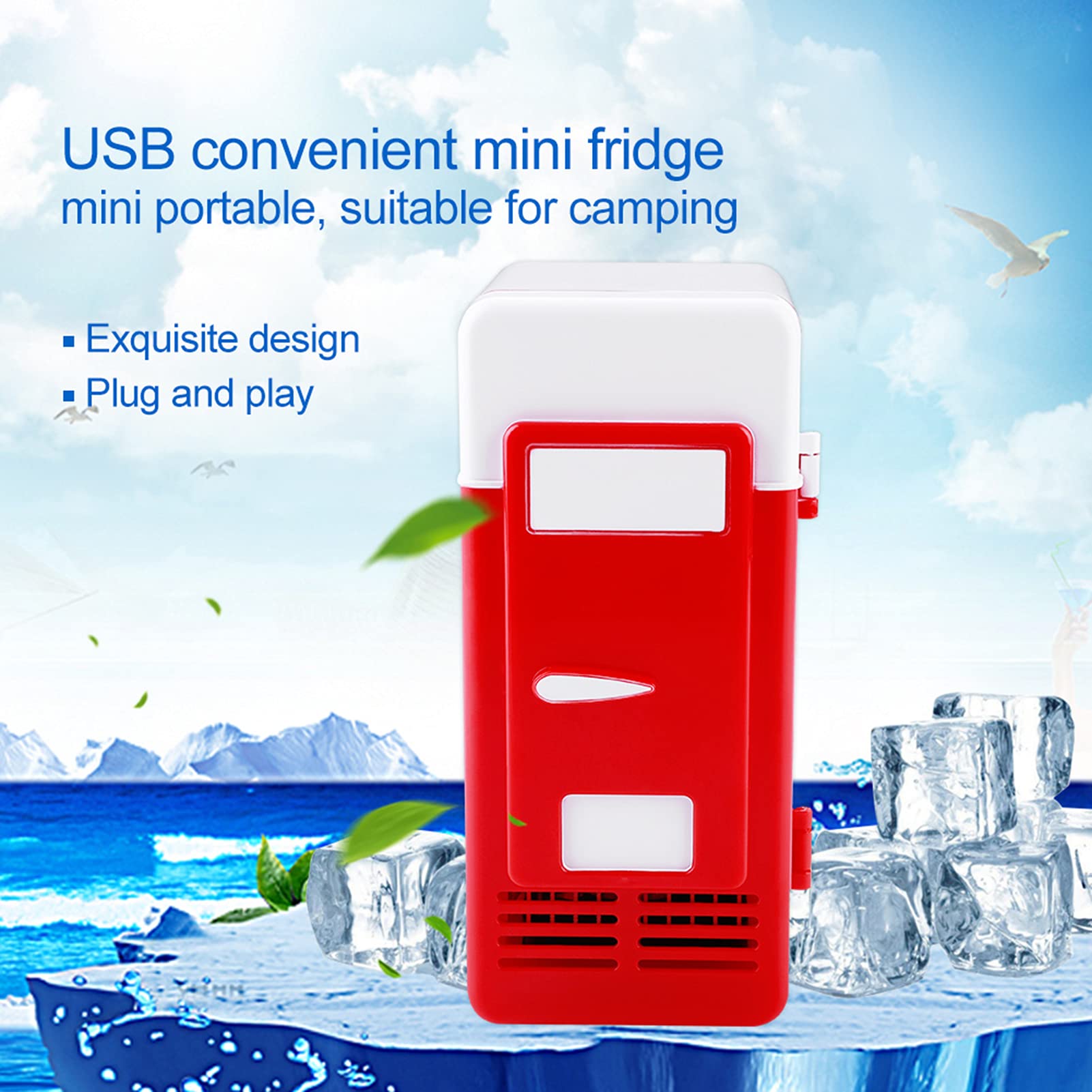 Portable USB Mini Fridge - No Batteries or Driver Required, Compact Car & Home Refrigerator for Drinks & Snacks (Red Leaning Tower of Pisa Design) - Perfect for Dorm Rooms, Offices, Road Trips & Small Spaces
