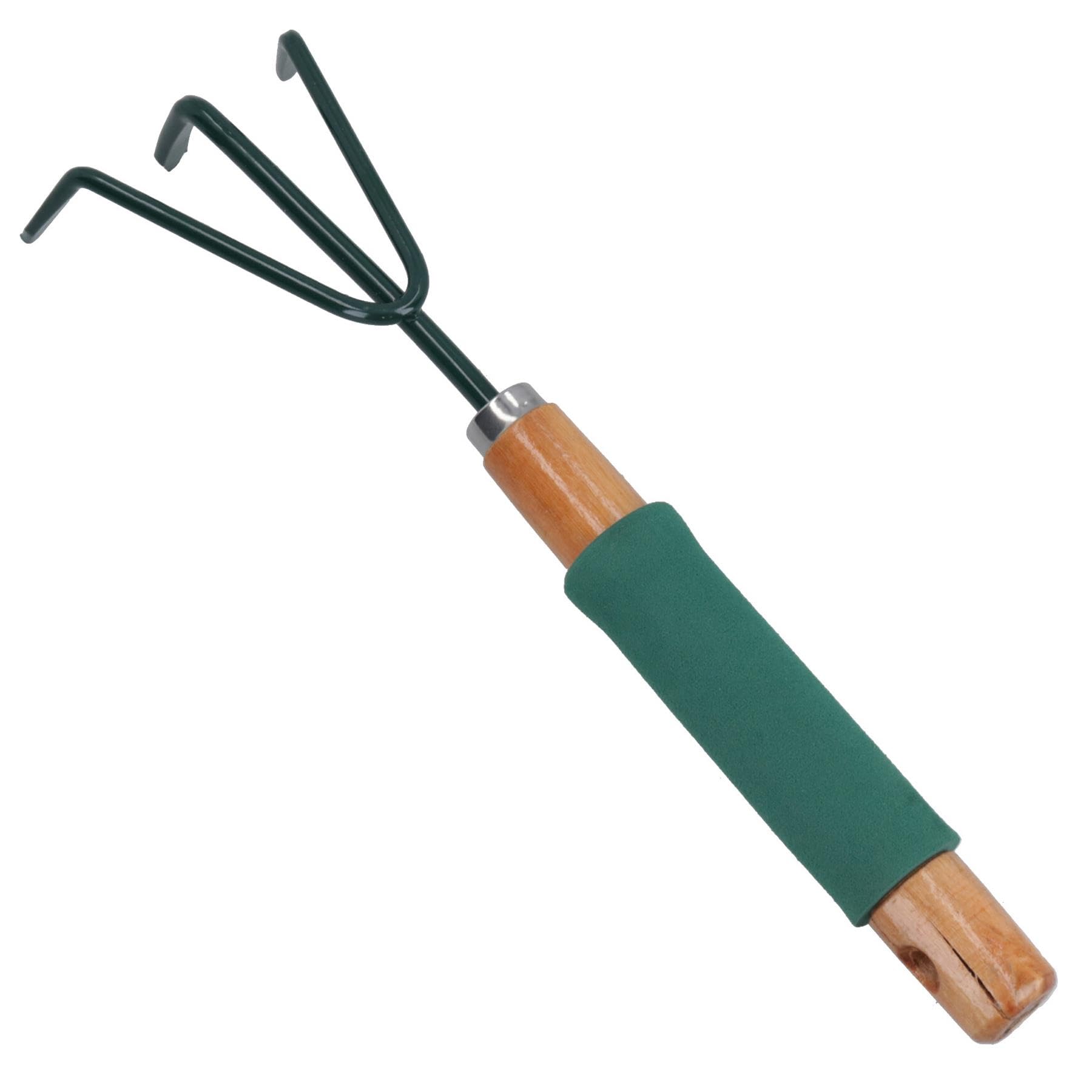 AB Tools 12.6-Inch Garden Hand Rake - Stainless Steel Shrub & Leaf Remover - Ergonomic Gardening Tool for Yard Work, Landscaping, and Lawn Care