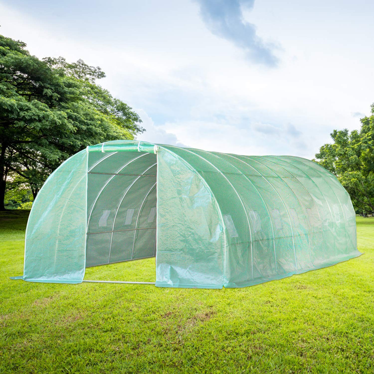26'x10'x7' Large Walk-in Greenhouse for Outdoor Plants | Portable Hot House with 6 Roll-Up Windows | Winter Garden Protection | Perfect for Growing Vegetables, Flowers & Seedlings in Cold Weather