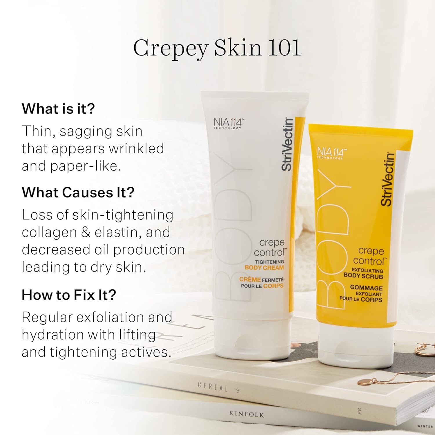 StriVectin Tighten & Lift Crepe Control Body Cream, Eye Serum & Face Lift Serum - Anti-Aging Skincare Set for Wrinkles & Firming | Perfect for Daily Routine & Night Care