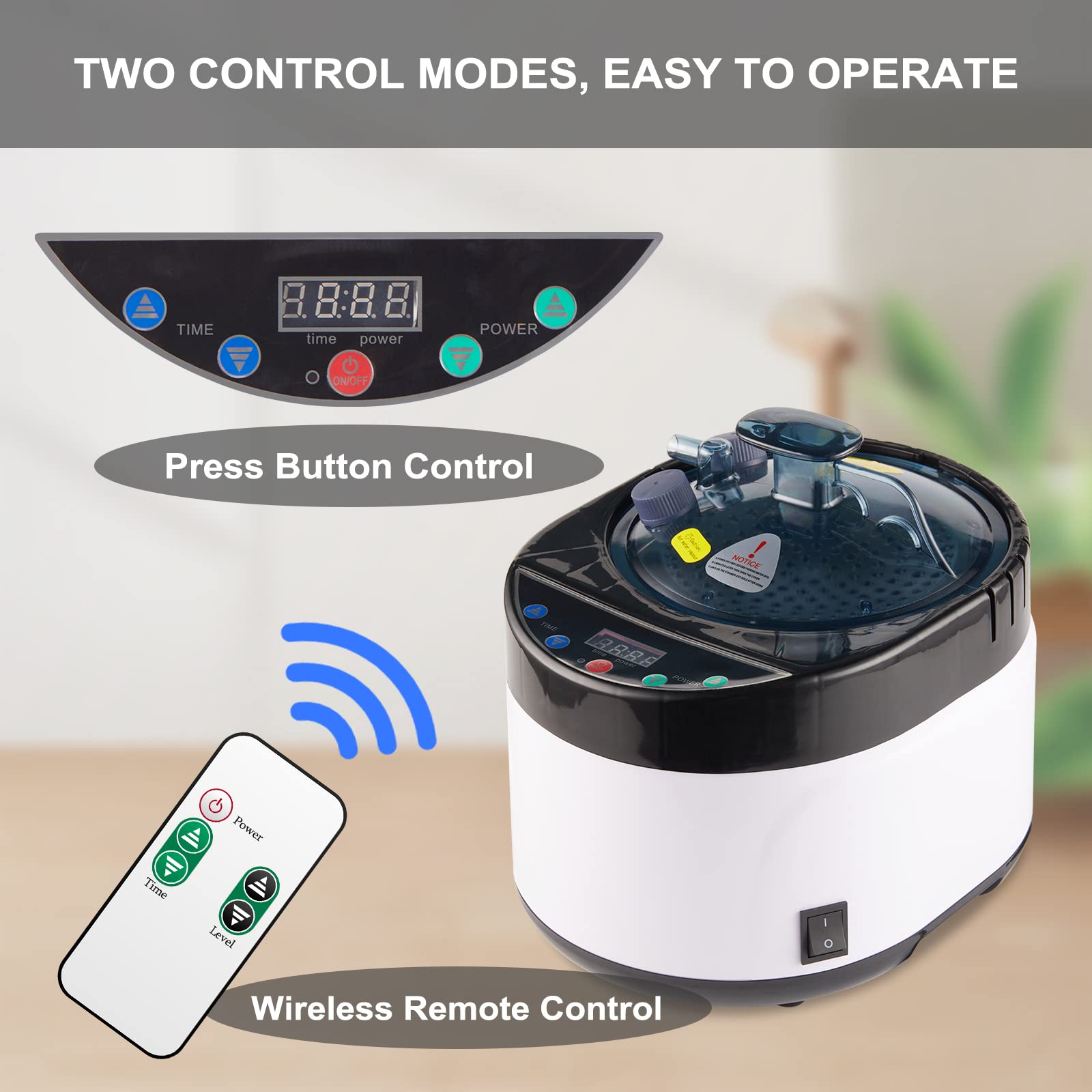 ZONEMEL 4L Portable Sauna Steamer with Remote Control - Stainless Steel Steam Generator for Home Spa, Body Detox & Relaxation - Digital Timer Display, US Plug (Black) - Perfect for Home Wellness, Yoga Studio & Personal Detox Therapy