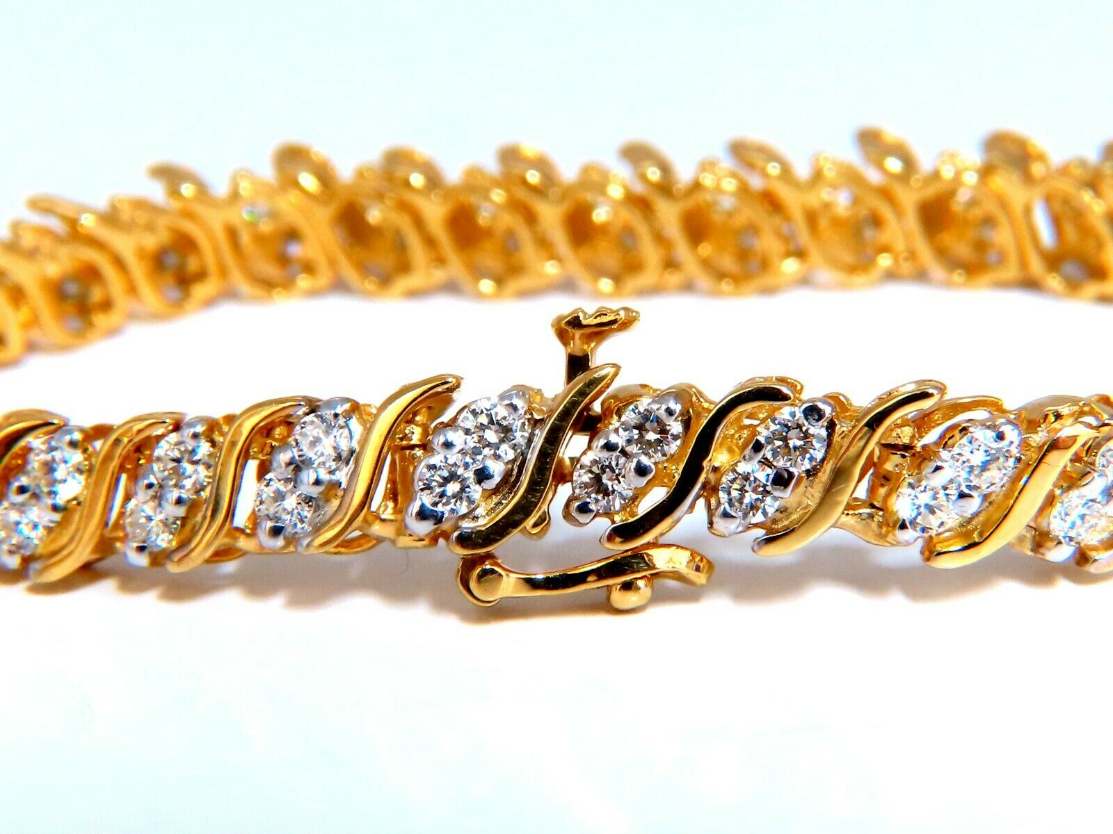 3.00 Carat Natural Diamond S-Link Tennis Bracelet in 14K Gold - Perfect for Weddings, Anniversaries & Special Occasions