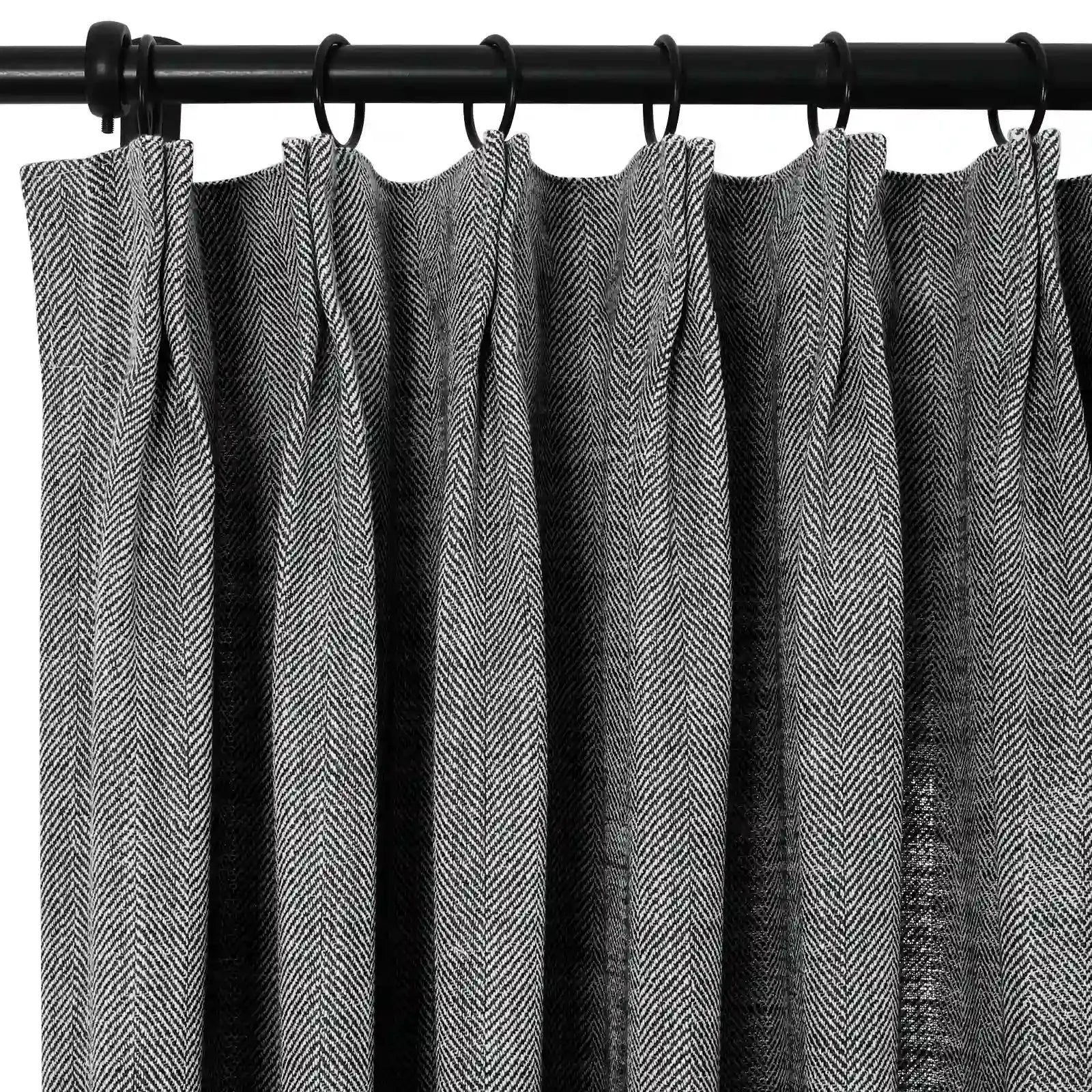 Reid Herringbone Curated Pleated Window Drapes - Elegant Blackout Curtains for Living Room & Bedroom