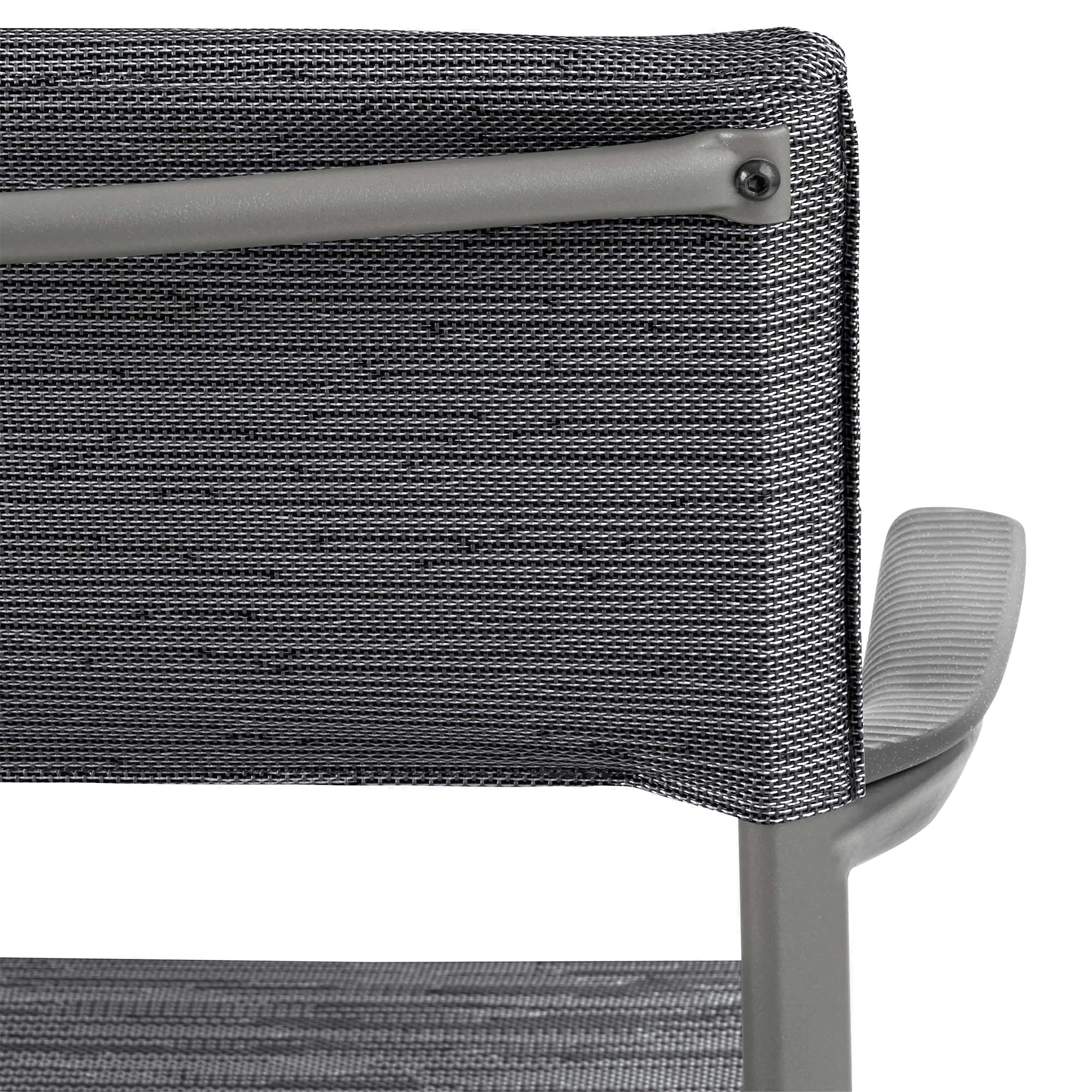 Lafuma ORON Outdoor Dining Armchair Set of 2 - Titanium Frame, Obsidian Black - Patio, Garden, Poolside Furniture for Relaxing and Entertaining