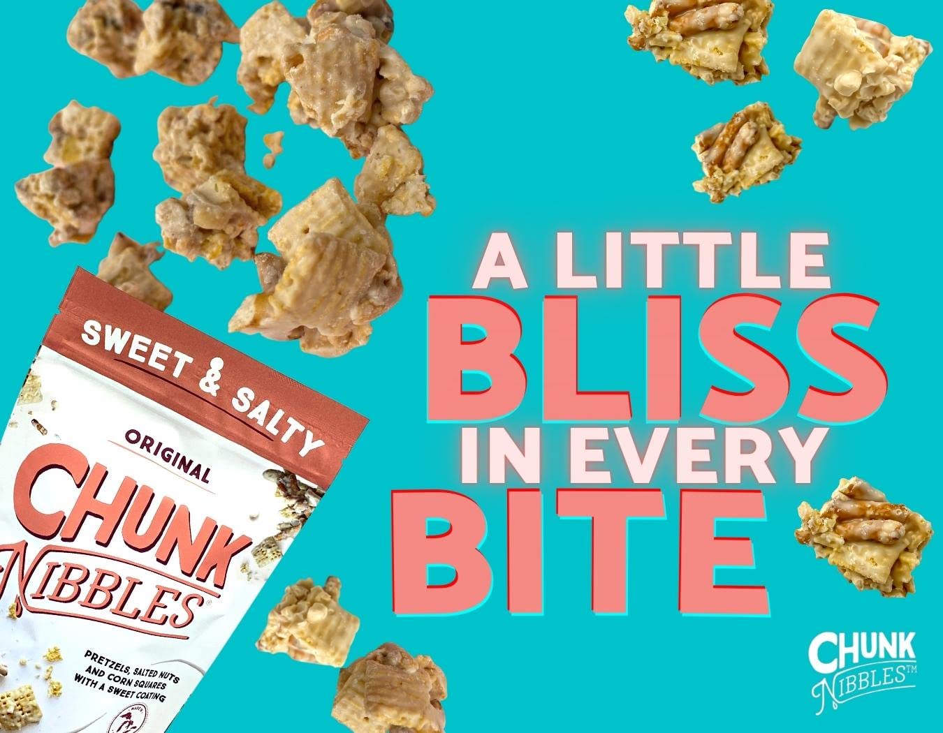**Chunk Nibbles Sweet and Salty Snack Mix - Original Flavor (4.25oz, 3 Resealable Packs) | Perfect for Lunchboxes, Movie Nights & On-the-Go Snacking**