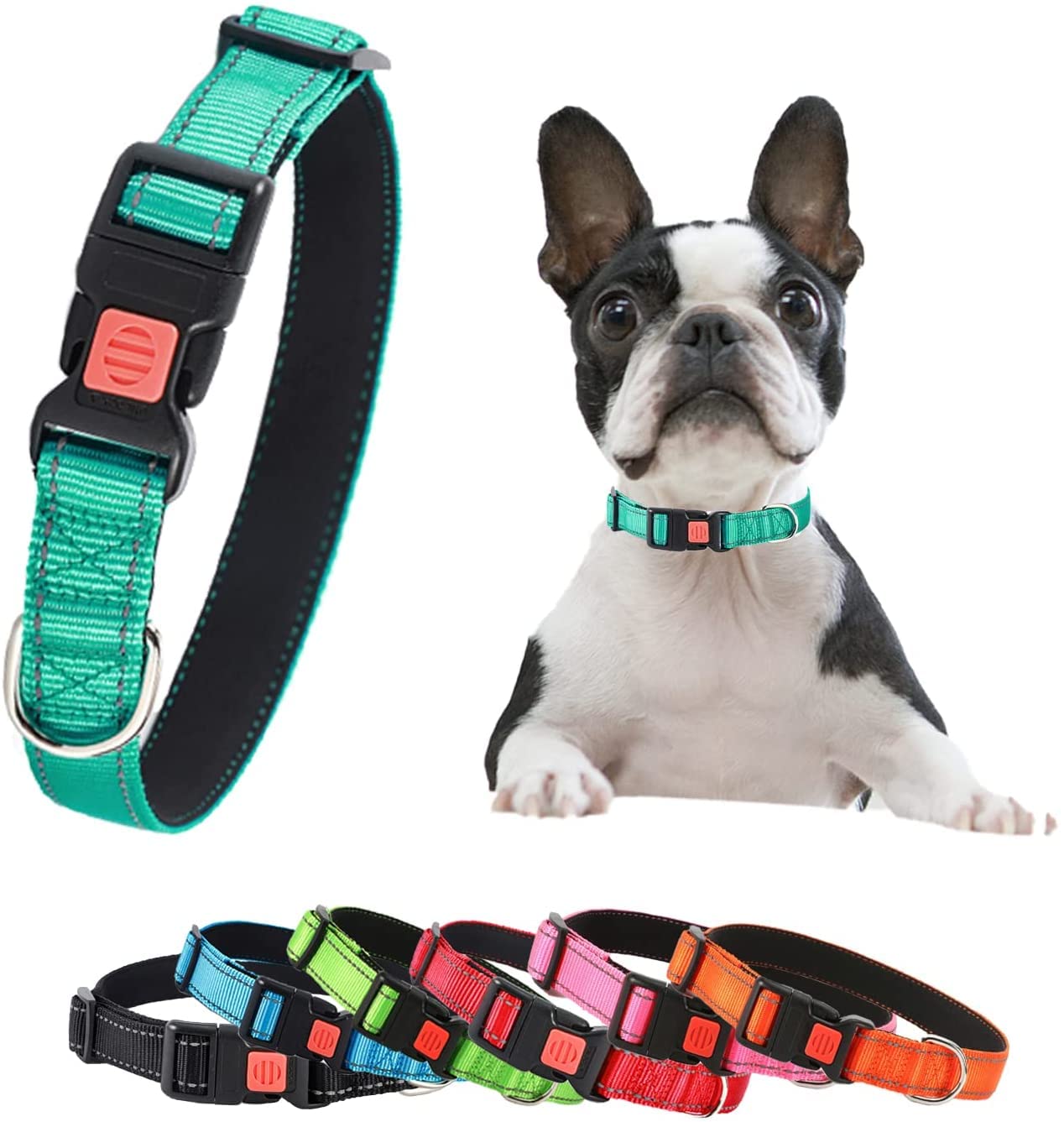 Reflective Adjustable Dog Collar - Ultra Soft Breathable Neoprene Pet Collar with Quick Release Buckle for Small Medium Large Dogs - Perfect for Night Walks & Outdoor Adventures