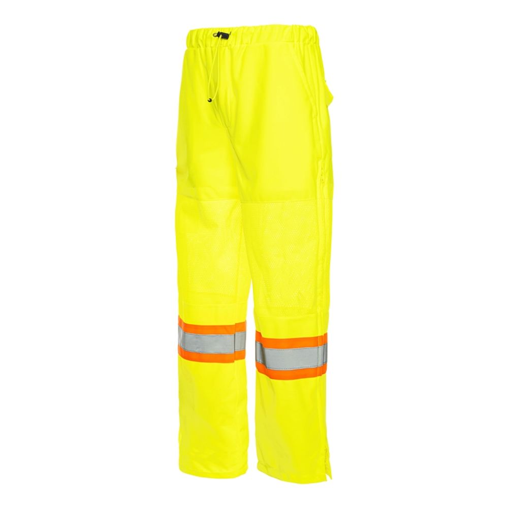 Ground Force Hi-Vis Men's Traffic Mesh Work Pants TB01Y - Yellow Safety Pants for Construction, Road Work & Night Visibility | OSHA Compliant Reflective Workwear