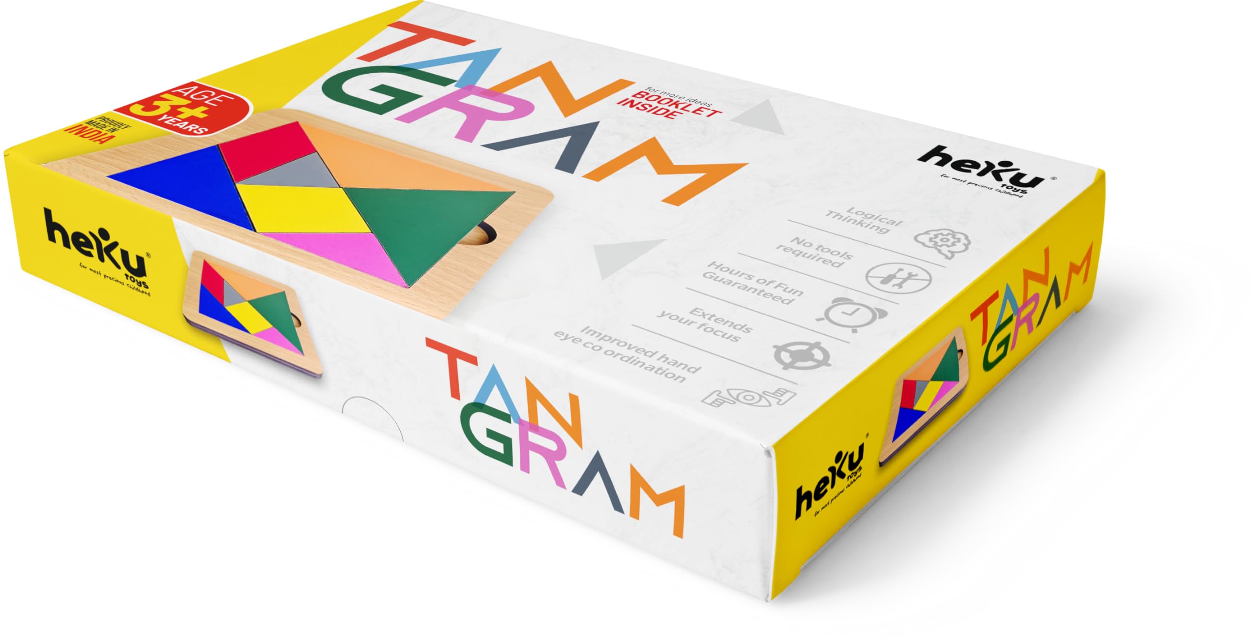 ZUDO TOYS Wooden Tangram Puzzle Set with 384 Patterns - Montessori STEM Educational Toy for Kids & Adults, Brain Teaser Logic Blocks for Classroom, Homeschool & Family Game Night