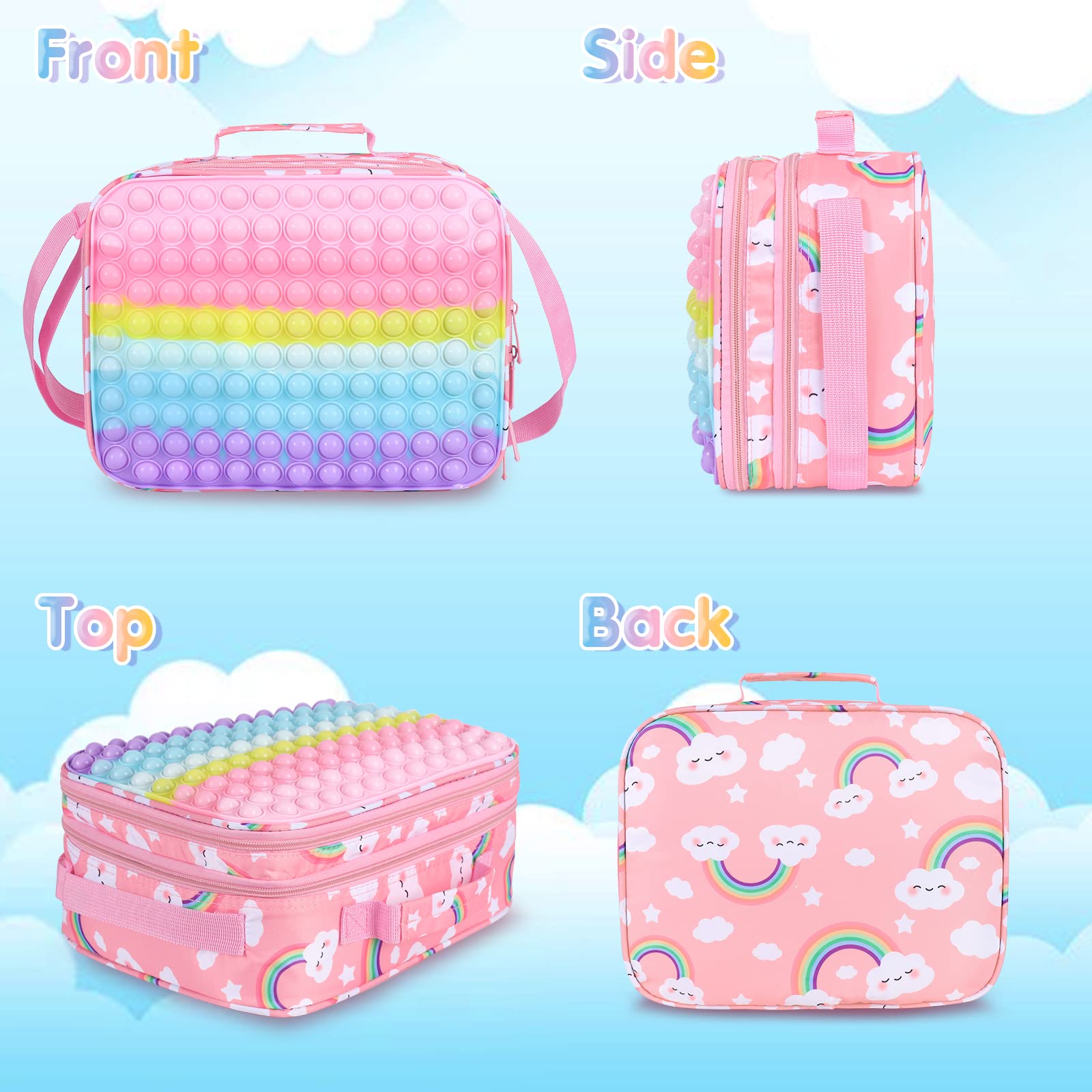 **Insulated Leakproof Lunch Box for Girls & Kids - Cute Pop Design School Lunch Bag for Office & Outdoor Activities**