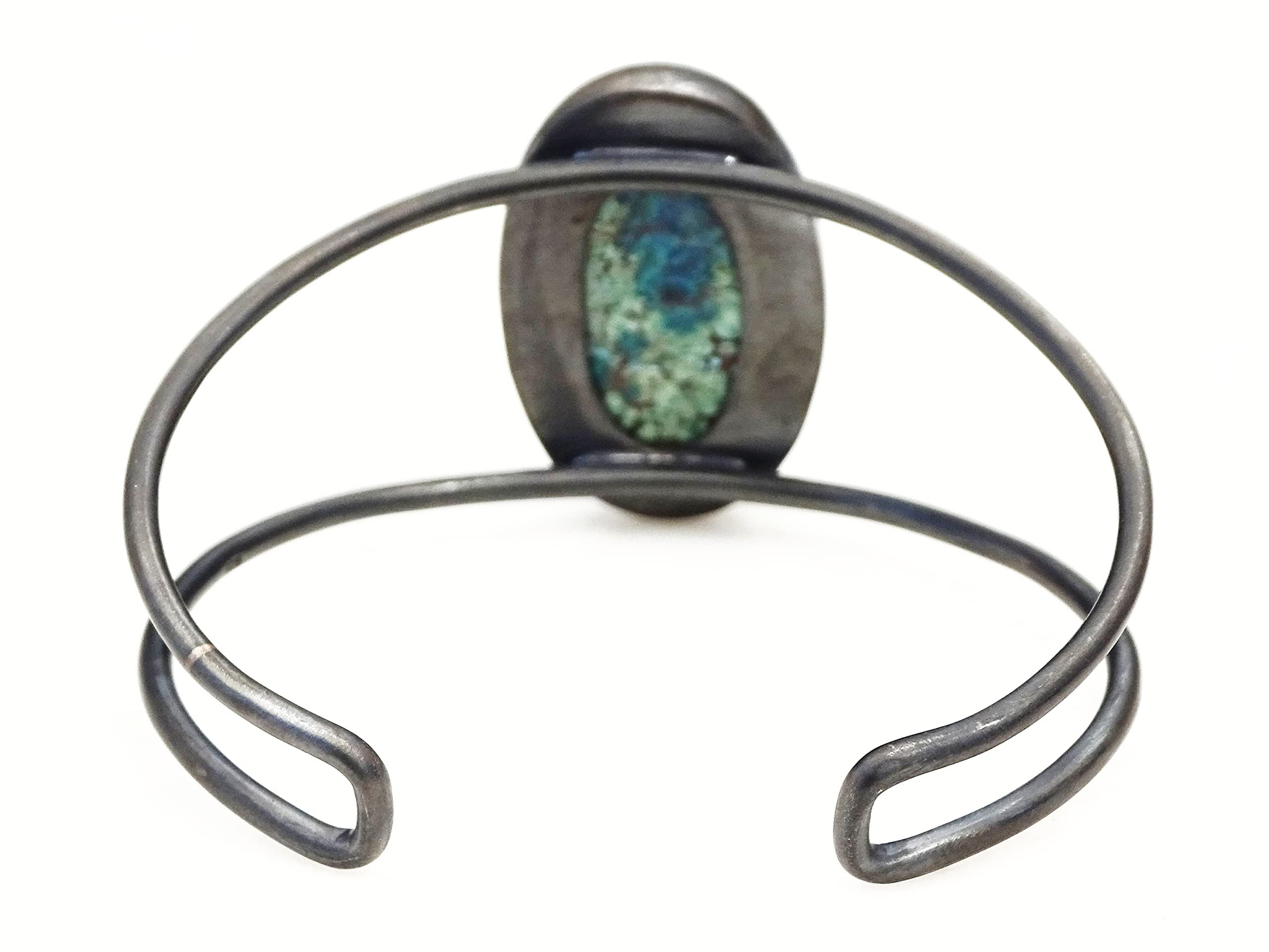 Turquoise Cuff Bracelet in Silver & Black - Handmade Southwestern Jewelry, Birthstone Gift for Wife | Perfect for Boho Fashion, Casual Wear & Special Occasions
