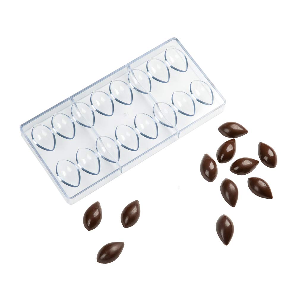 Restaurantware Pastry Tek 10.8 x 5.3 Inch Professional Dessert Molds - 16 Cavity Chocolate Candy Molds for Quenelle, Truffles & Bonbons - Freezer & Dishwasher Safe Clear Polycarbonate Trays - Perfect for Bakeries, Catering & Home Baking