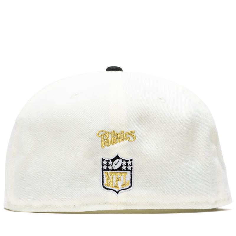 New Era x Politics New Orleans Saints 59FIFTY Fitted Hat - Chrome/Black - Official NFL Snapback Cap for Men & Women - Perfect for Game Day, Sports Events & Streetwear Fashion