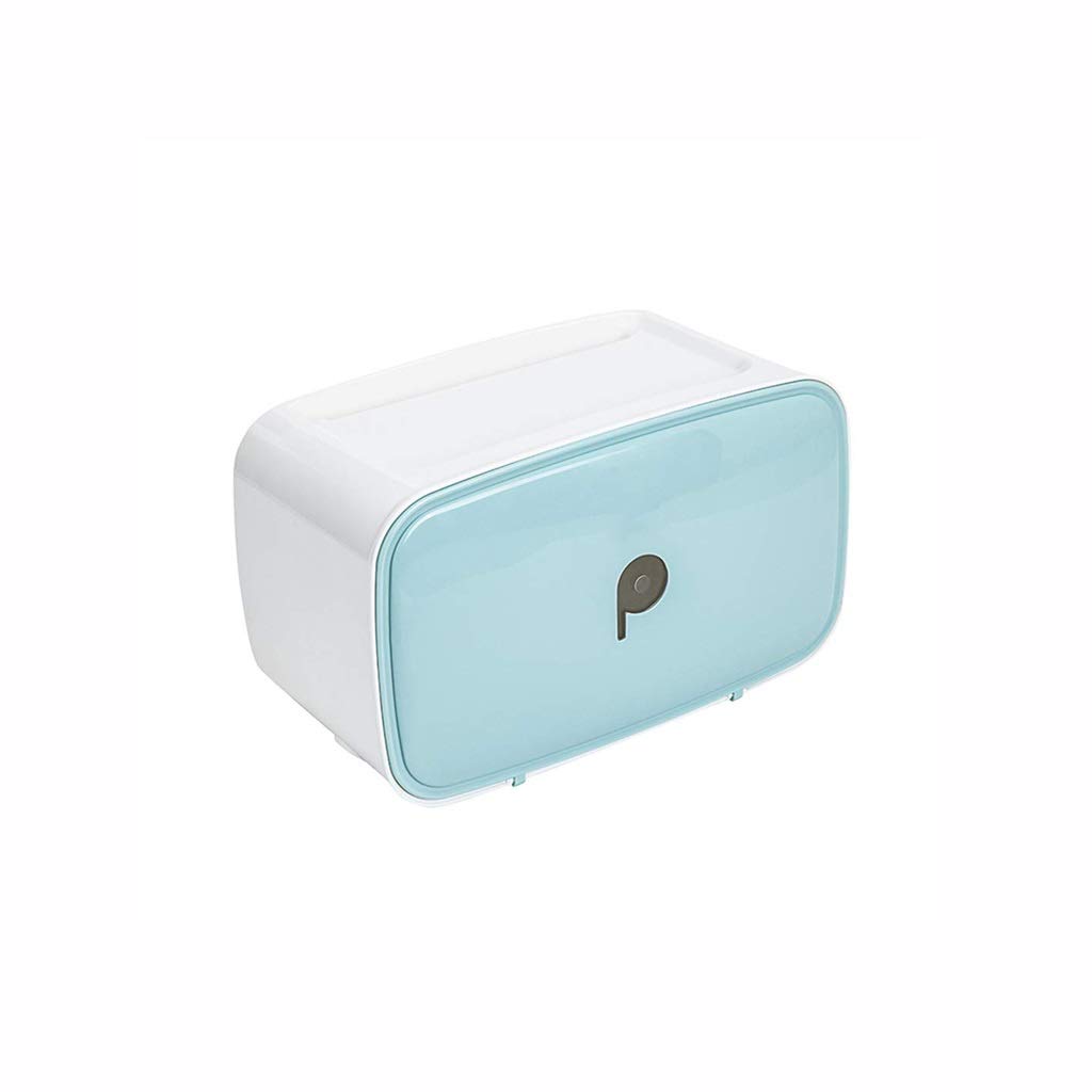 JHHDP Light Blue Plastic Waterproof Wall-Mounted Toilet Paper Holder - Self-Adhesive Bathroom Tissue Storage Rack for Home, RV & Boat Use