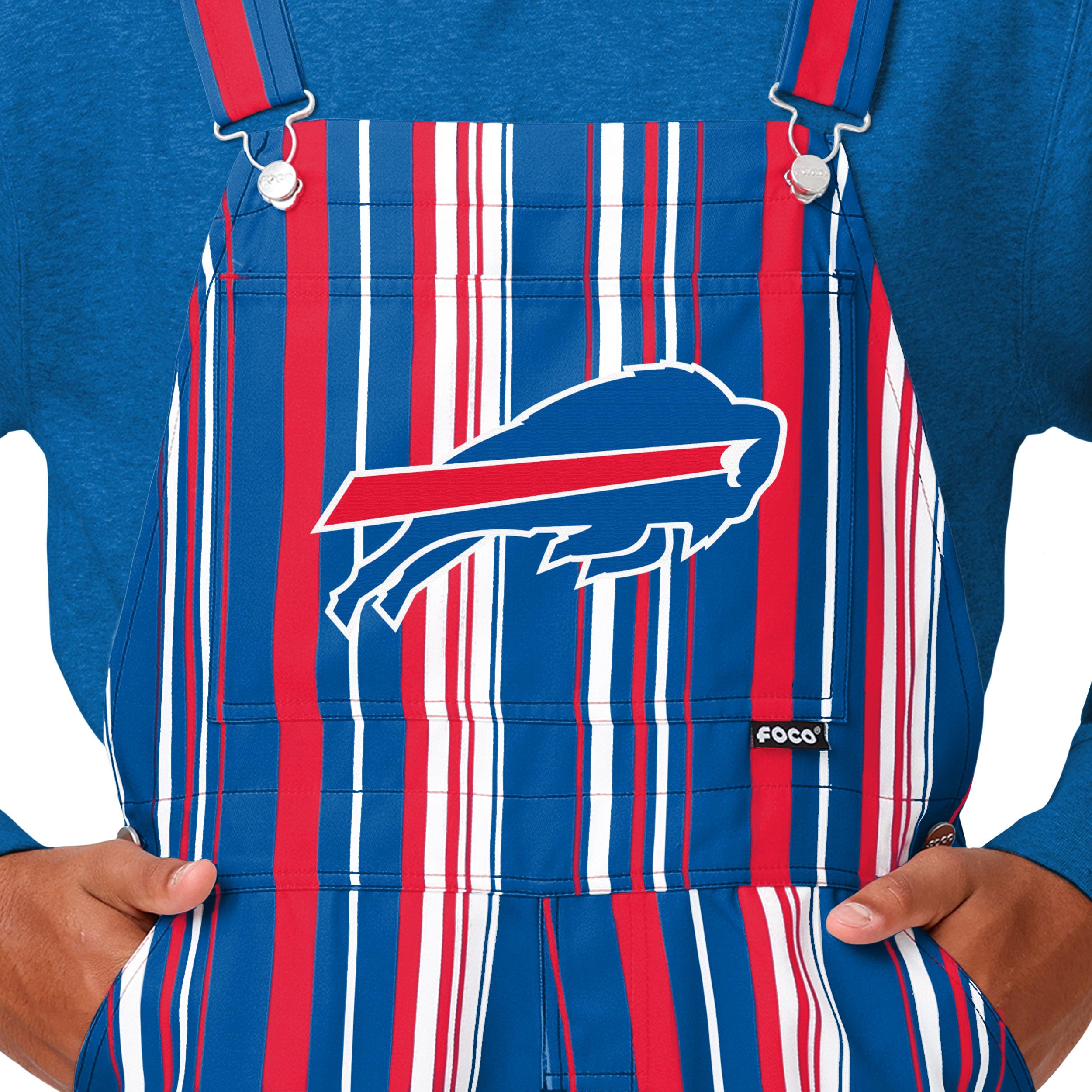 FOCO Men's NFL Team Logo Bib Overalls - Durable Denim Overalls for Football Fans - Perfect for Game Day, Tailgating & Casual Wear