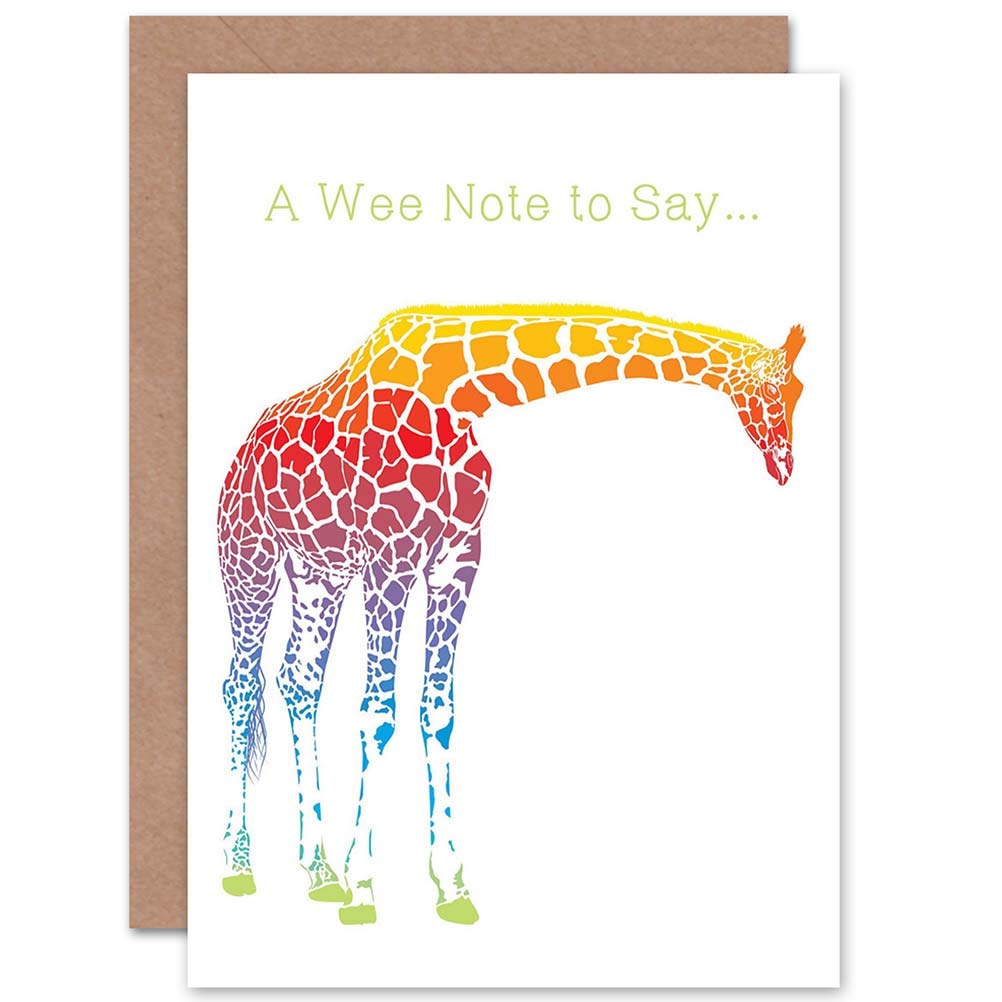 Wee Blue Coo Multi-Colored Giraffe Birthday Greeting Card - Blank Inside for Personal Messages | Perfect for Kids' Birthday Parties & Animal Theme Celebrations