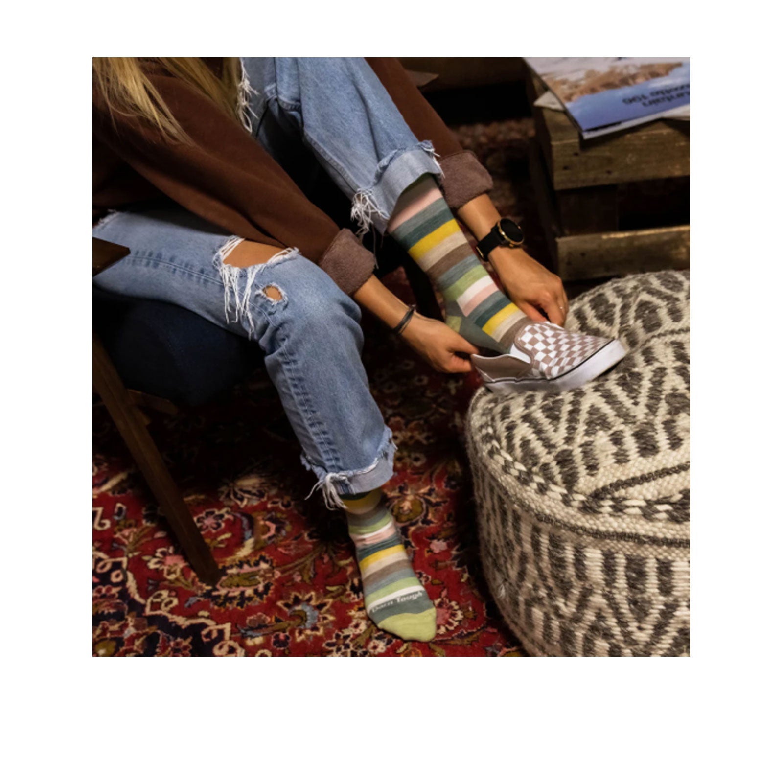Darn Tough Mystic Stripe Lightweight Cushioned Crew Socks for Women - Seafoam Green | Moisture-Wicking Hiking & Running Socks for Outdoor Activities & Everyday Comfort