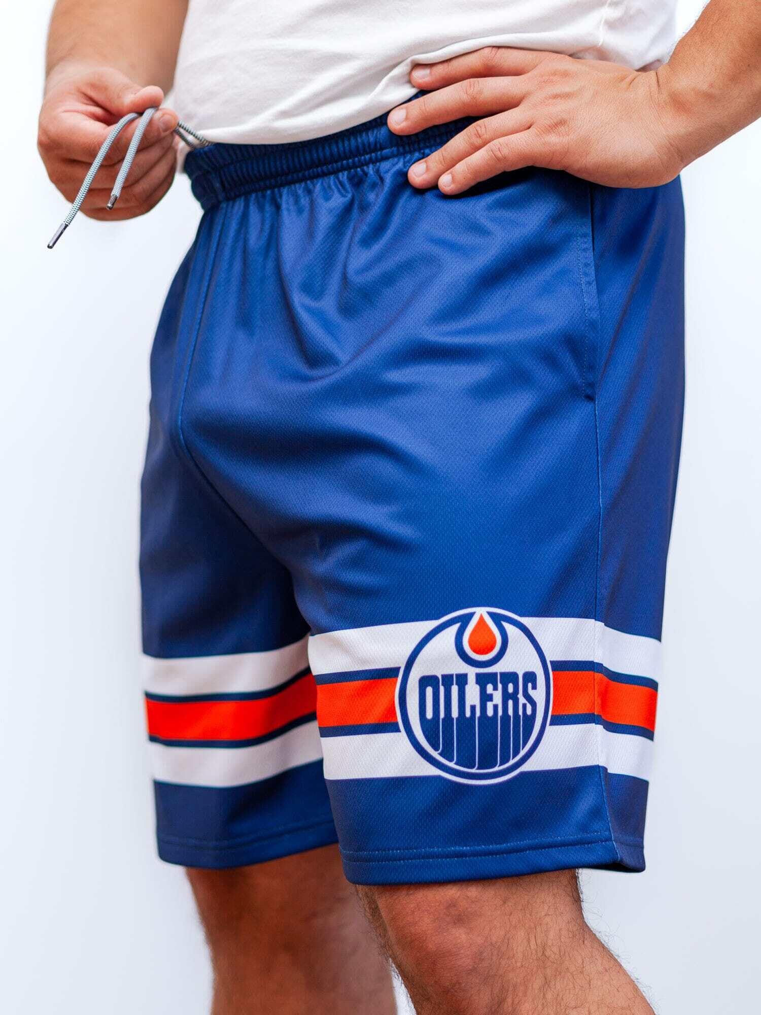 Calhoun Edmonton Oilers Mesh Hockey Shorts - Breathable & Lightweight for Men - Perfect for Hockey Games, Training & Casual Wear