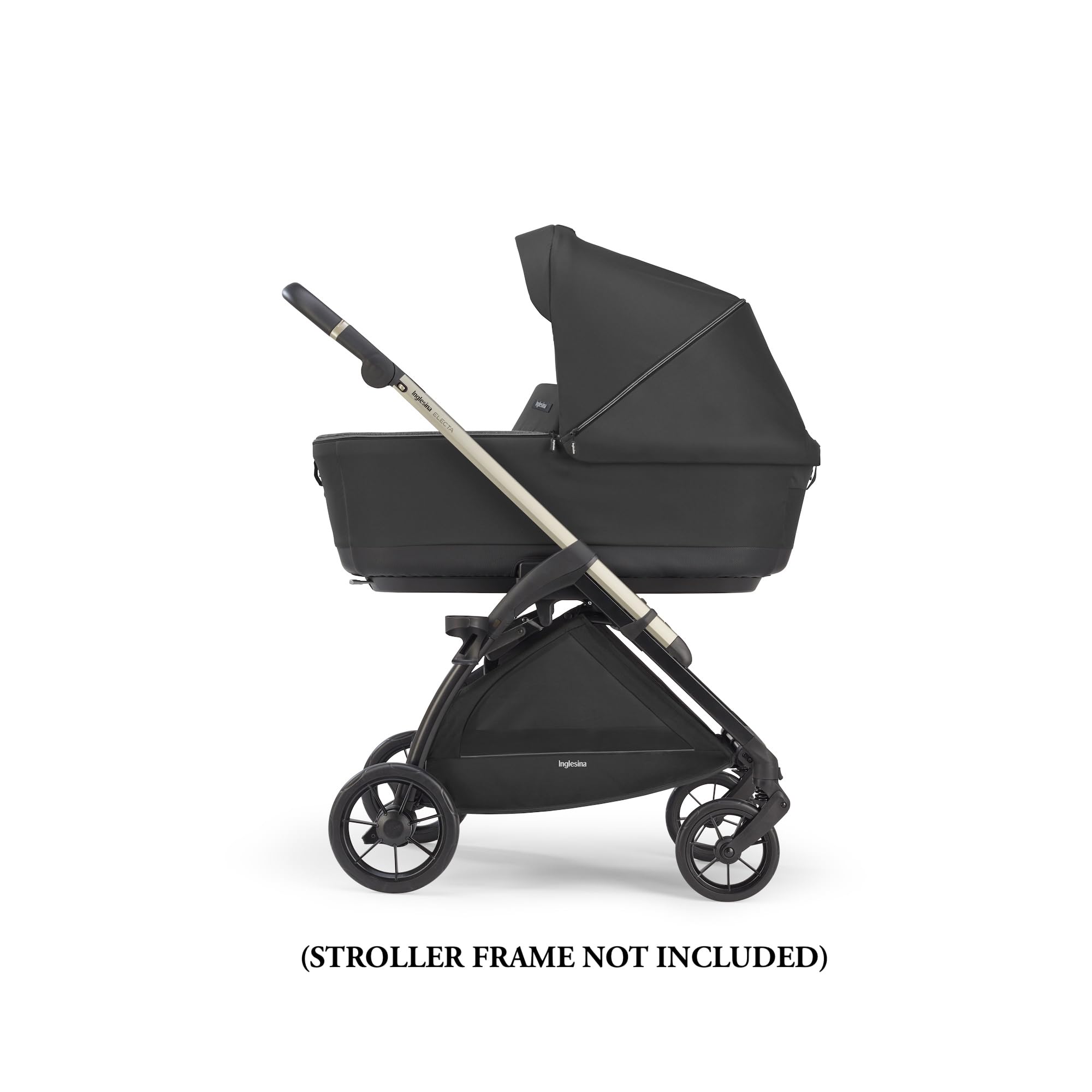 Inglesina Electa Bassinet with Stand for Newborns & Babies up to 6 Months - Breathable Mesh Ventilation System with Canopy & Cover - Compatible with Electa Stroller - Upper Black - Perfect for Overnight Sleeping, Nursery Use & Travel
