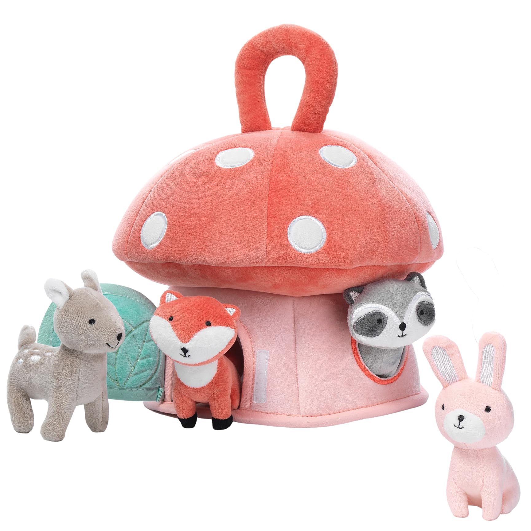 Lambs & Ivy Interactive Plush Mushroom House with Stuffed Animal Toys - Soft Playhouse for Kids, Toddler Gift & Nursery Decor - Perfect for Imaginative Play & Bedroom Decorations