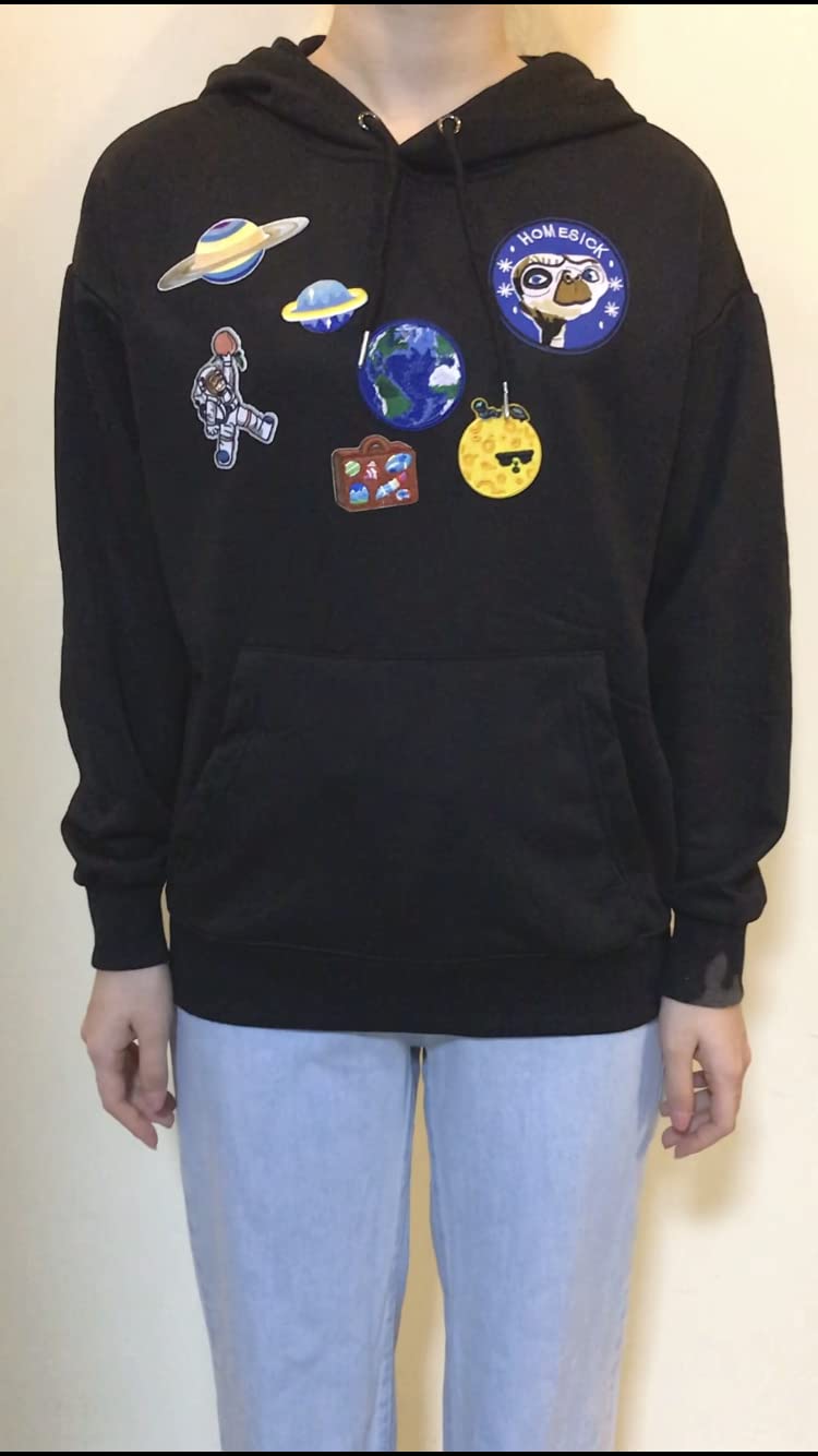 Saturn Space Alien Moon Embroidered Iron-On Patch - Cute DIY Sewing Patches for Jackets, Bags & Hats - Perfect for Cosplay & Costume Accessories